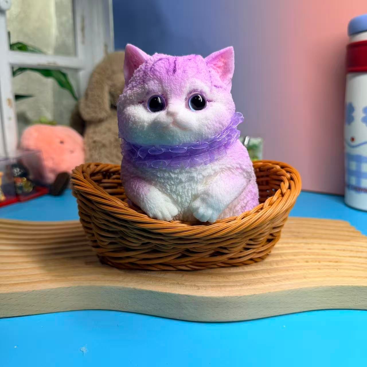 Purple Sitting Cat Taba Squishy Toy Kawaii Animal Squishy