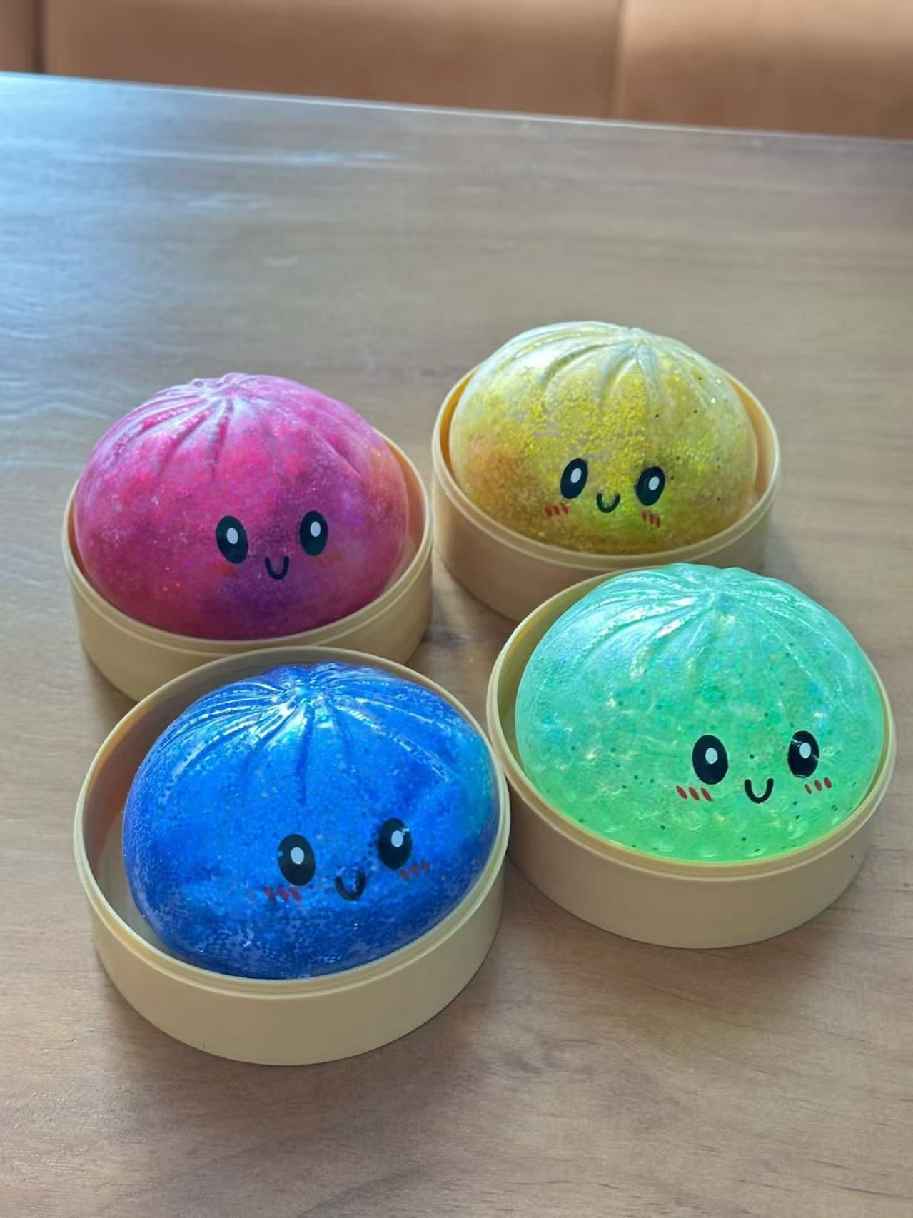 Random Color Boba Pearl Bun Stress Ball Toy Cute Food Squishy