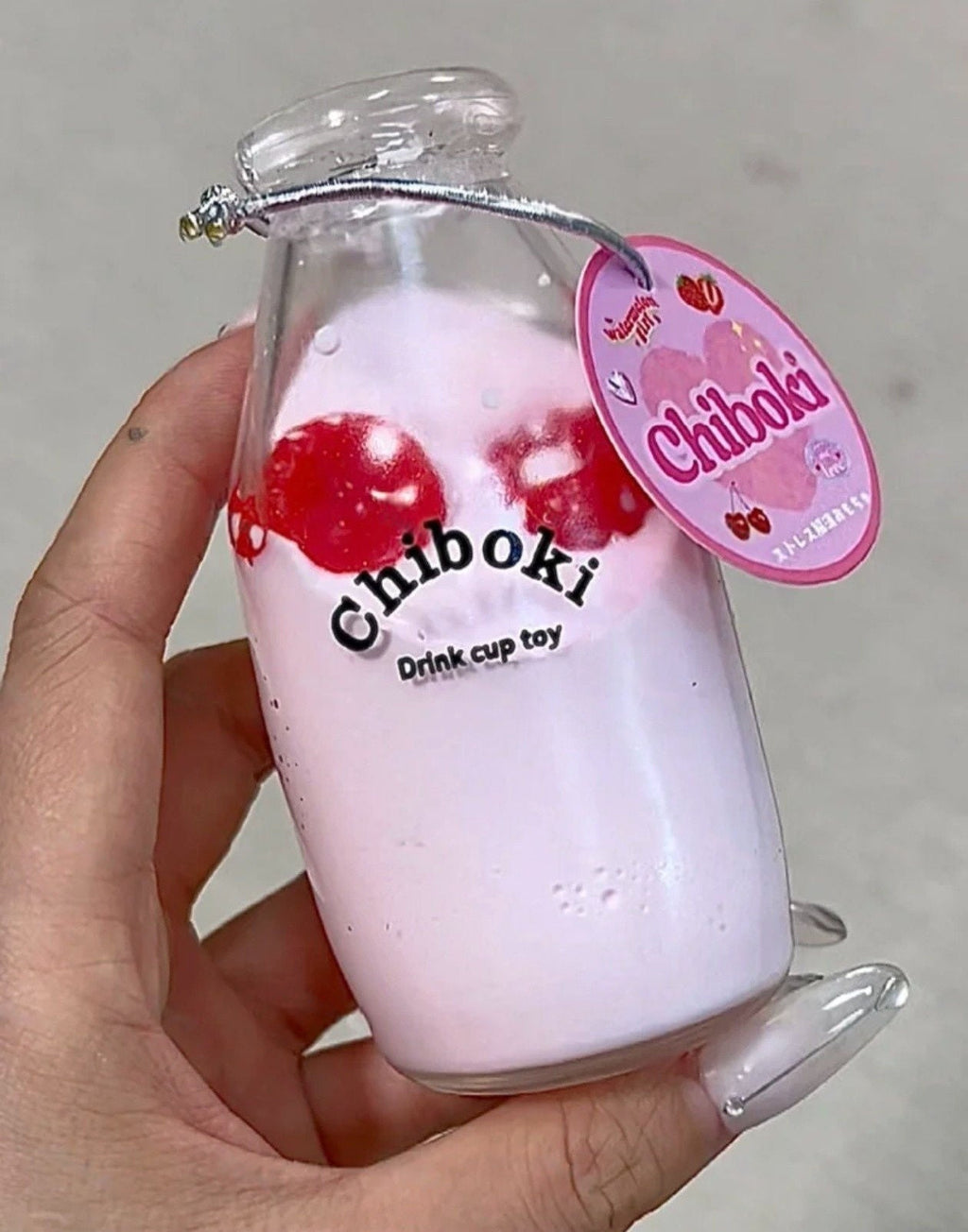 Strawberry Milk Bottle Stress Relief Ball Sweet Drink Sensory Toy Kawaii Stress Reliever Chiboki Studio