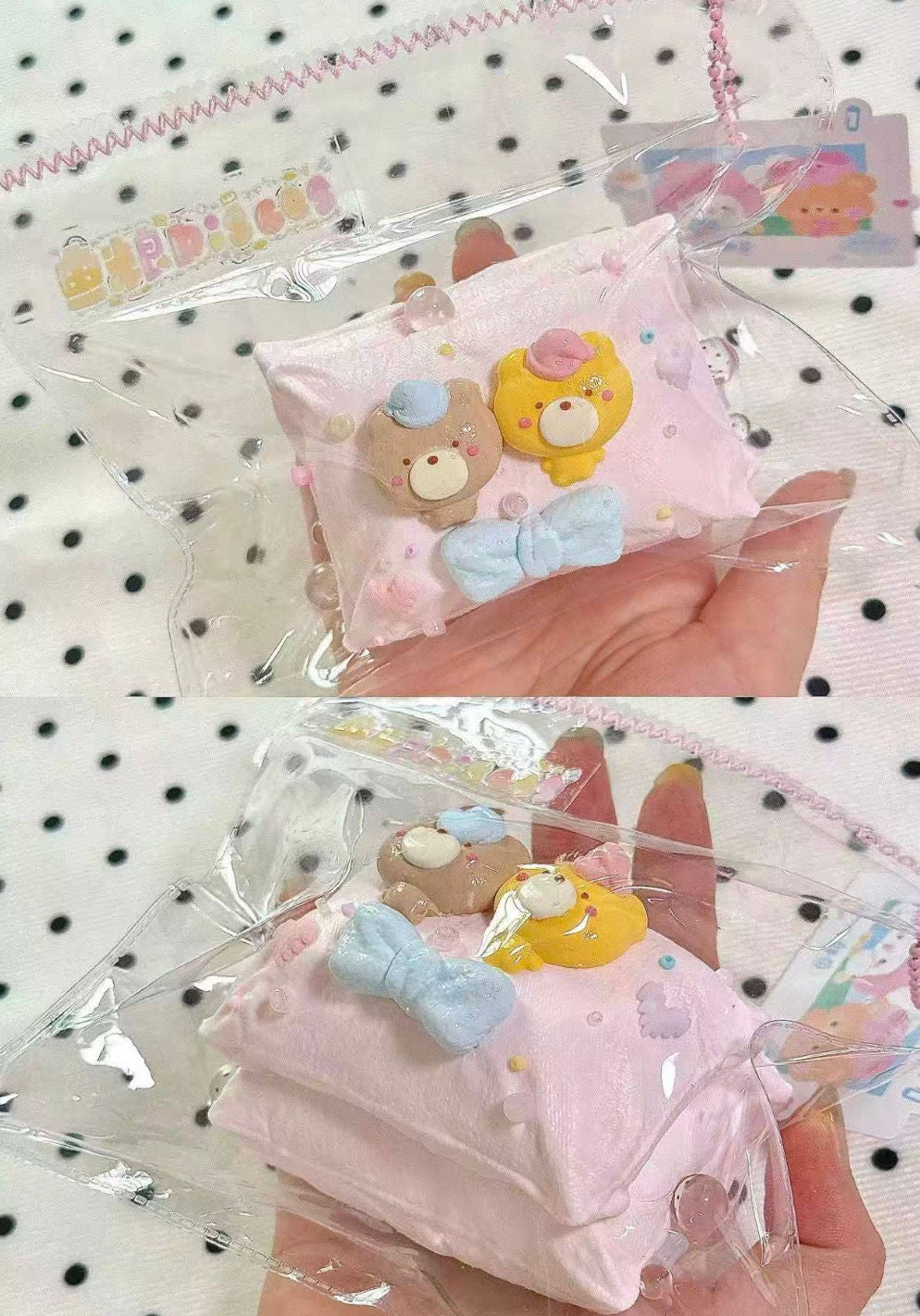 Twin Bear Pillow Taba Squishy Toy Cute Sleeping Bear Squishy