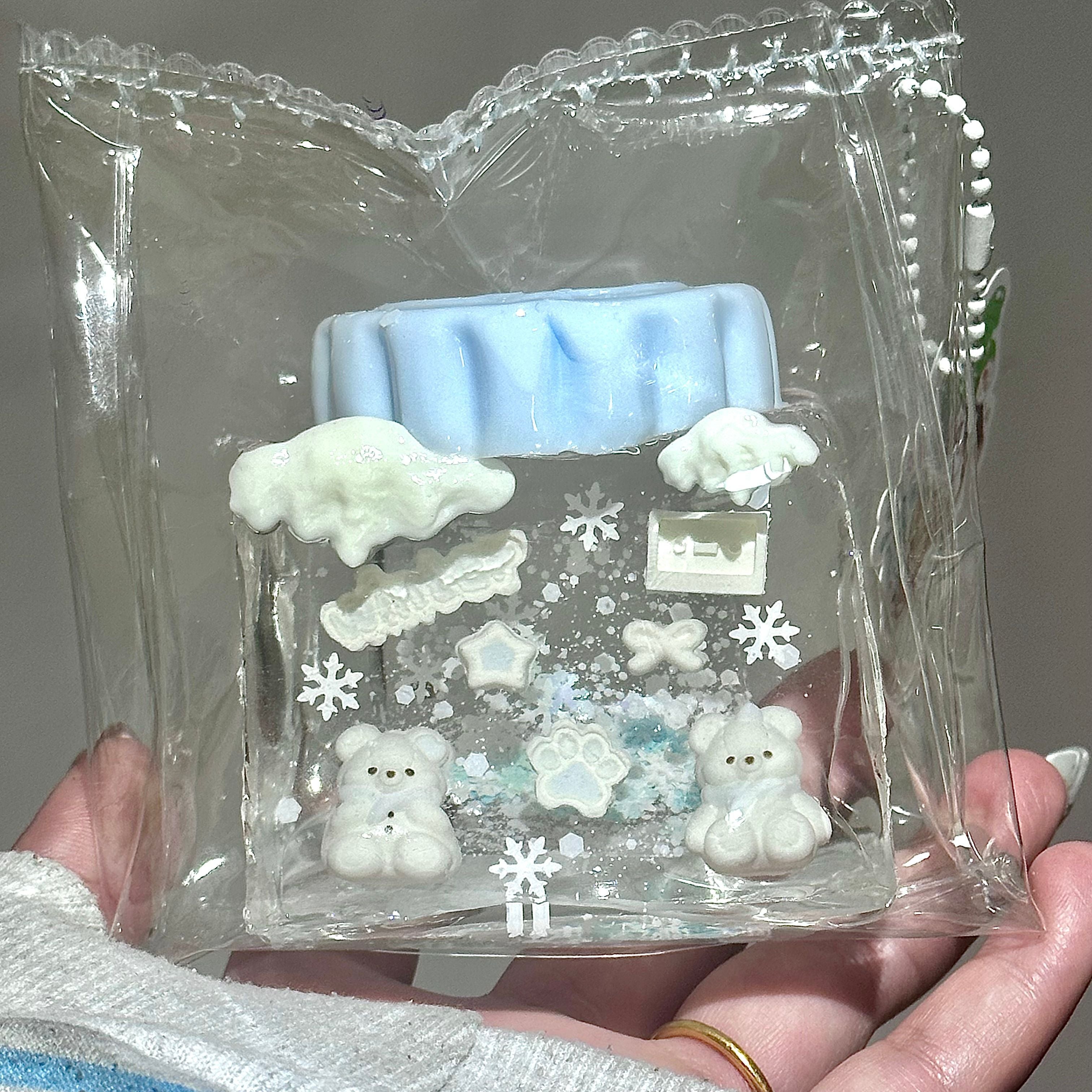 Snowflake Bear Glitter Jar Taba Squishy Toy Cute Winter Squishy
