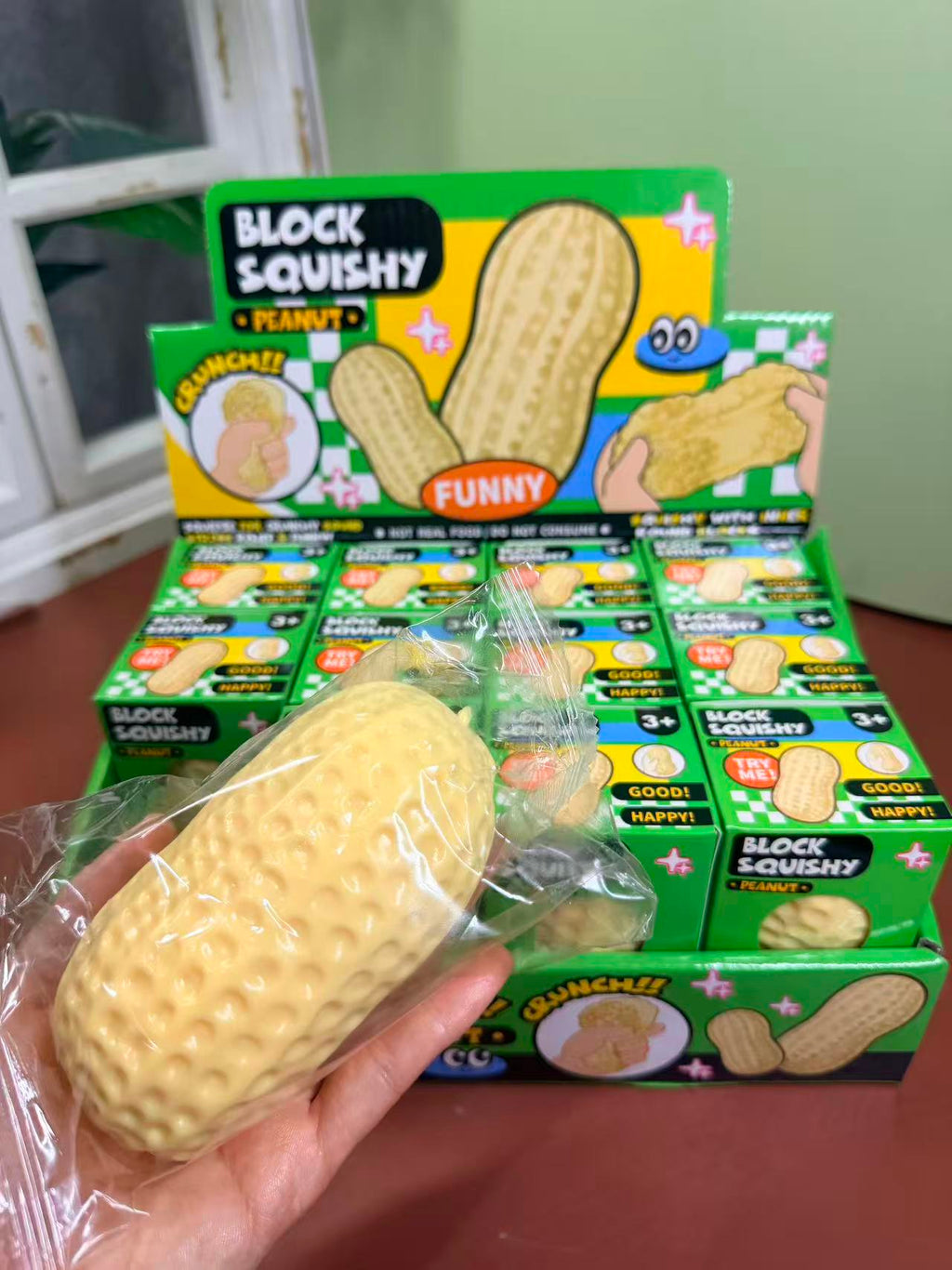 Crunchy Brick Small Size Peanut Yellow Stress Relief Ball Squishy Sensory Fidget Toy Food Shape Kawaii Squeeze Toy Happy Fun Park