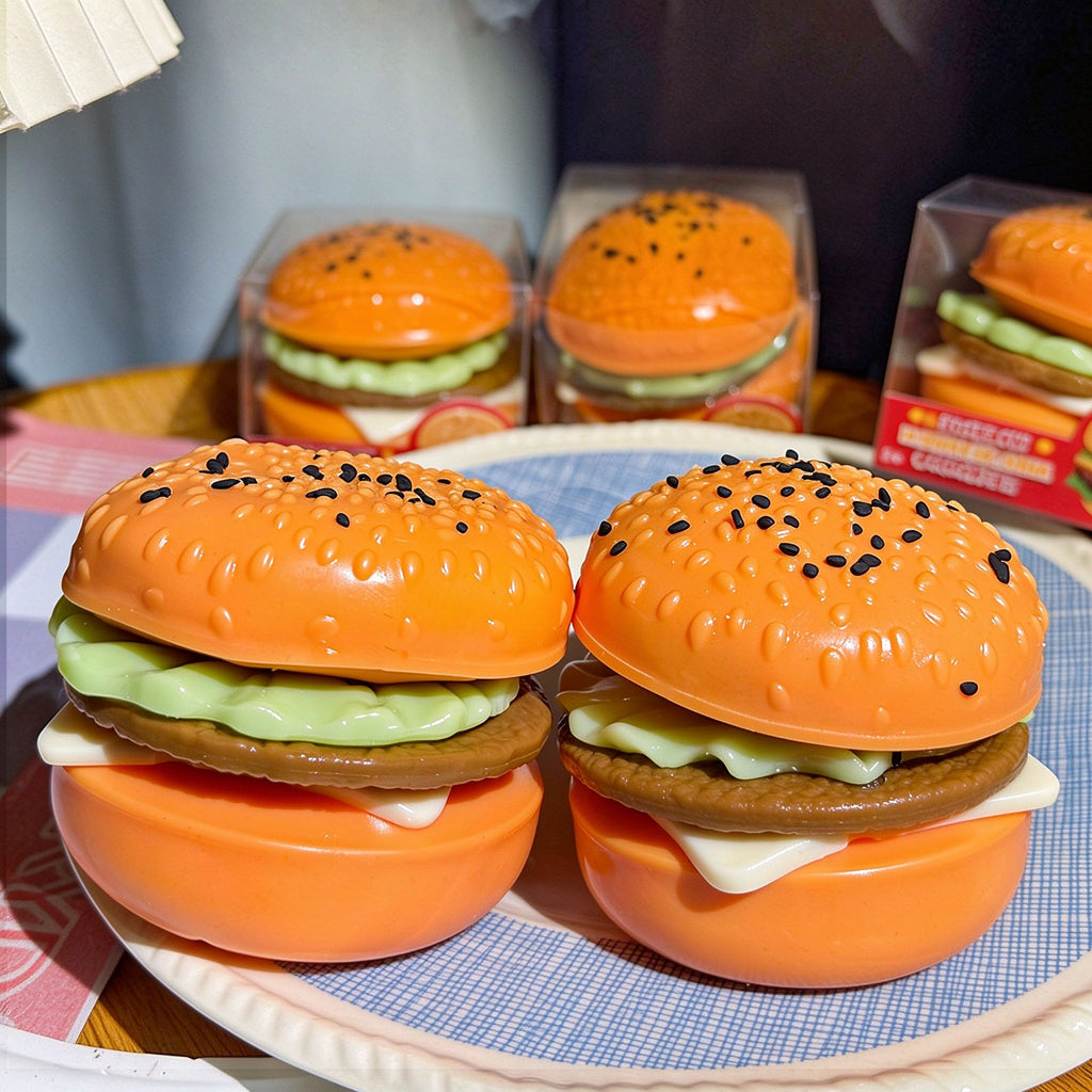 Delicious Hamburger Crunchy Filled Bricks Stress Relief Ball Food Shaped Squishy Sensory Fidget Toy Kawaii Squeeze Toy Novelty Gift Happy Fun Park