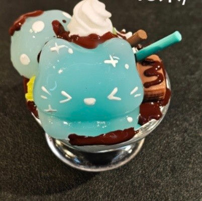 Blue Green Cat Chocolate Ice Cream Cup Taba Squishy Toy Colorful Dessert Squishy