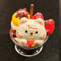 White Cat Strawberry Chocolate Ice Cream Cup Taba Squishy Toy Sweet Squishy