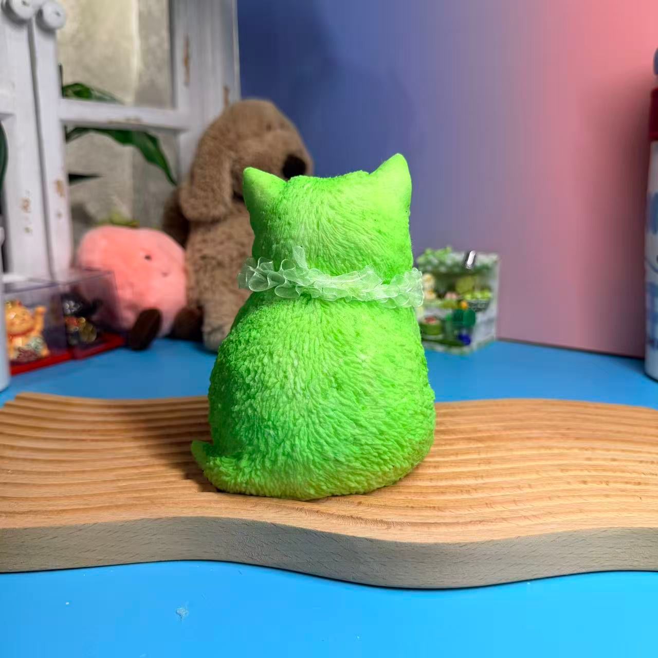Green Sitting Cat Taba Squishy Toy Colorful Cat Squishy