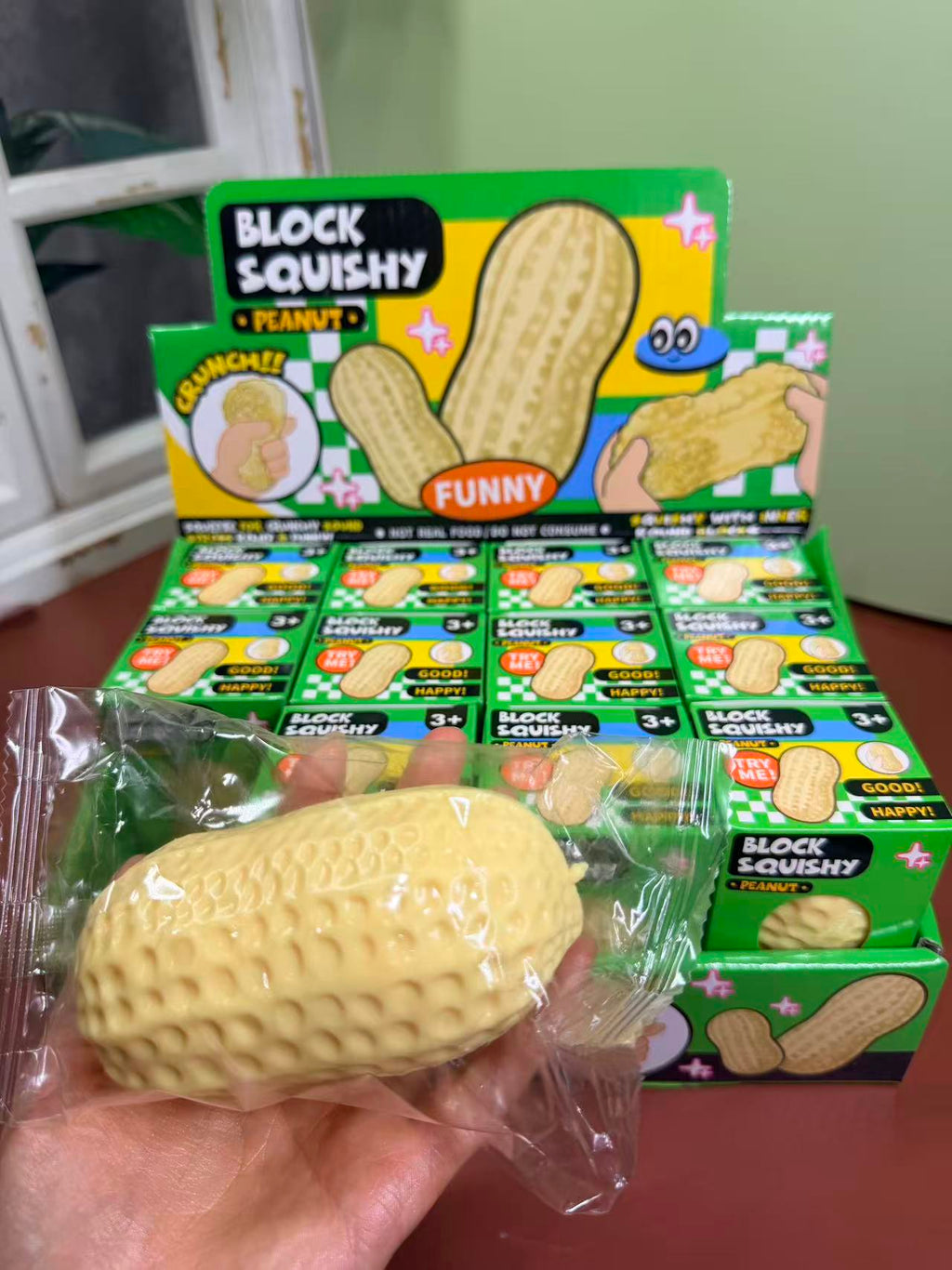 Crunchy Brick Small Size Peanut Yellow Stress Relief Ball Squishy Sensory Fidget Toy Food Shape Kawaii Squeeze Toy Happy Fun Park