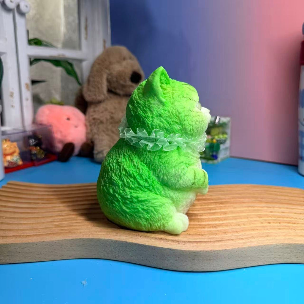 Green Sitting Cat Taba Squishy Toy Colorful Cat Squishy
