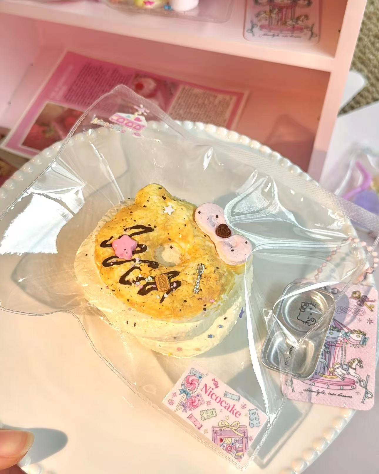 Hello Kitty Donut Taba Squishy Toy Cute Dessert Squishy