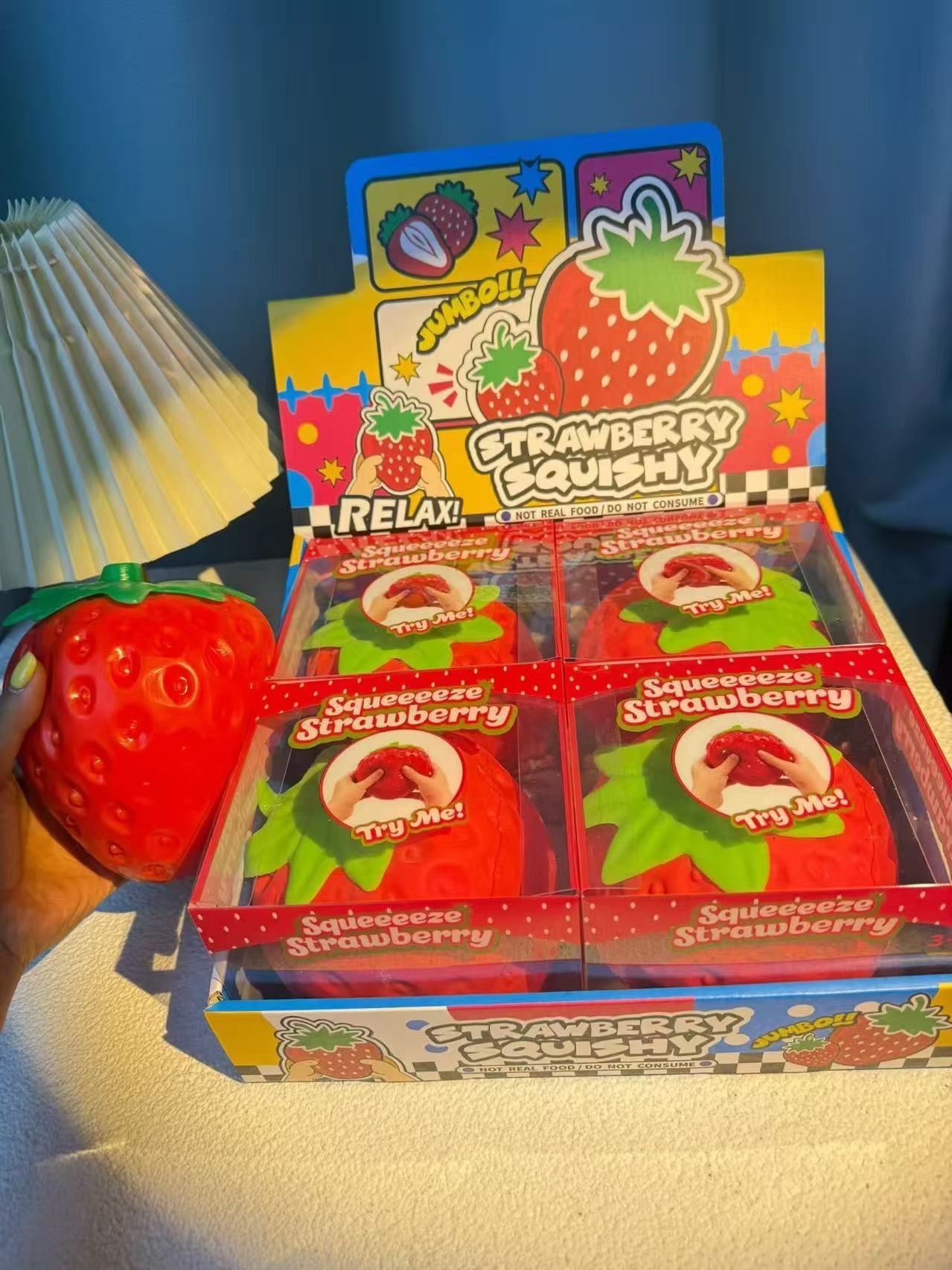 Jumbo Strawberry Stress Ball Toy Giant Fruit Slow Rising Squishy