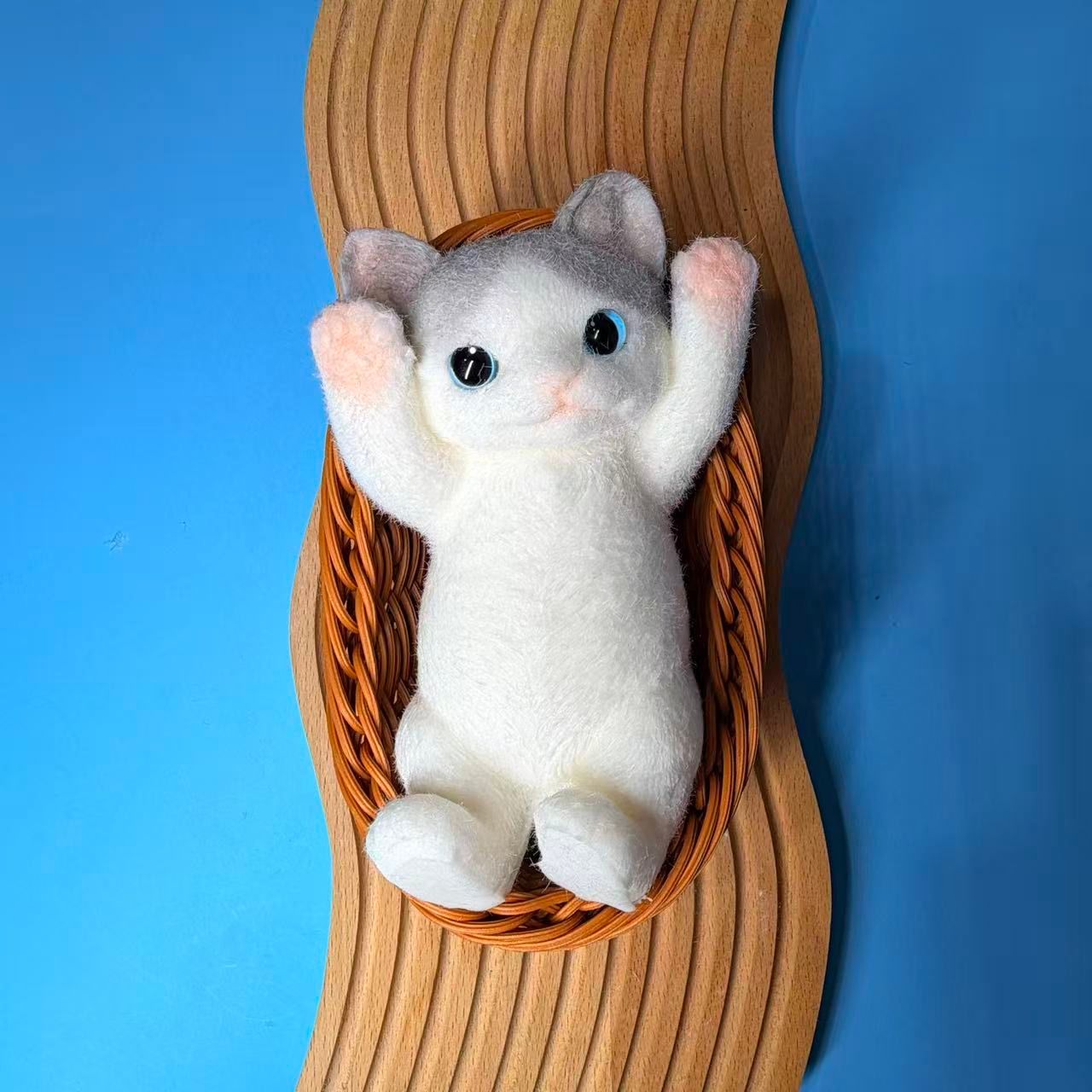White Cradle Cat Taba Squishy Toy Kawaii Cat Sensory Squishy