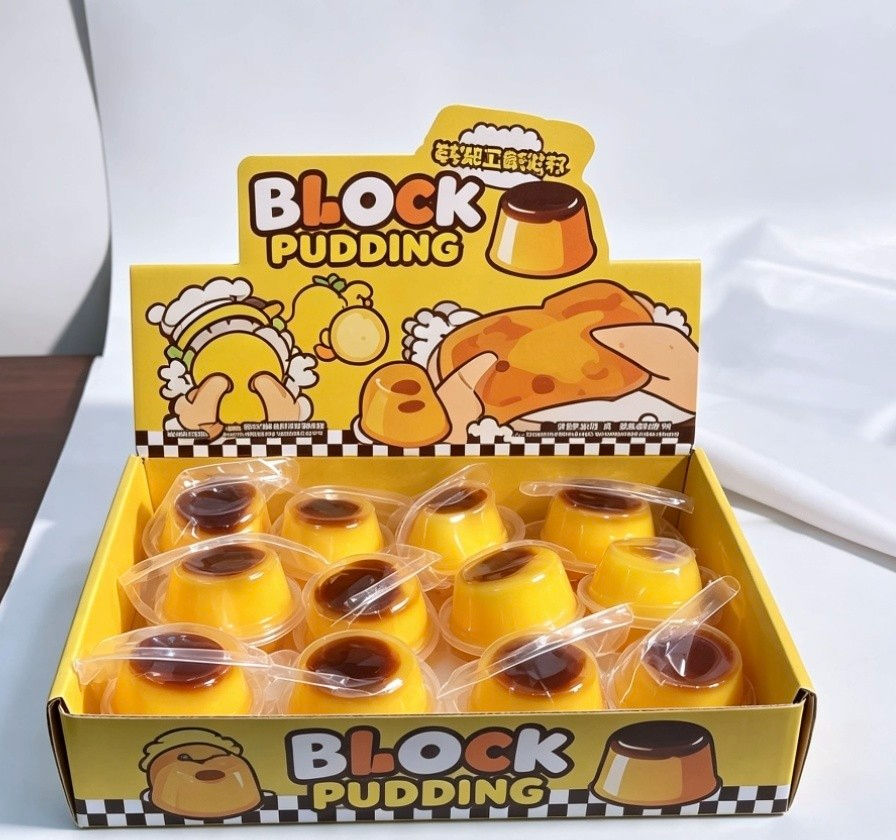 Caramel Pudding Crunchy Brick Filled Sensory Fidget Toy Stress Relief Ball Happy Fun Park
