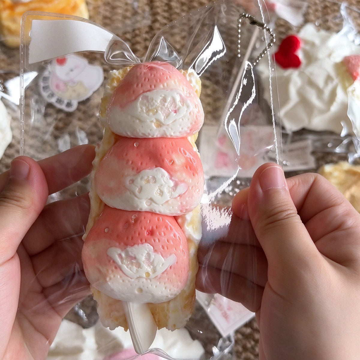 Strawberry Milk Skin Mochi Taba Squishy Soft Sensory Fidget Toy