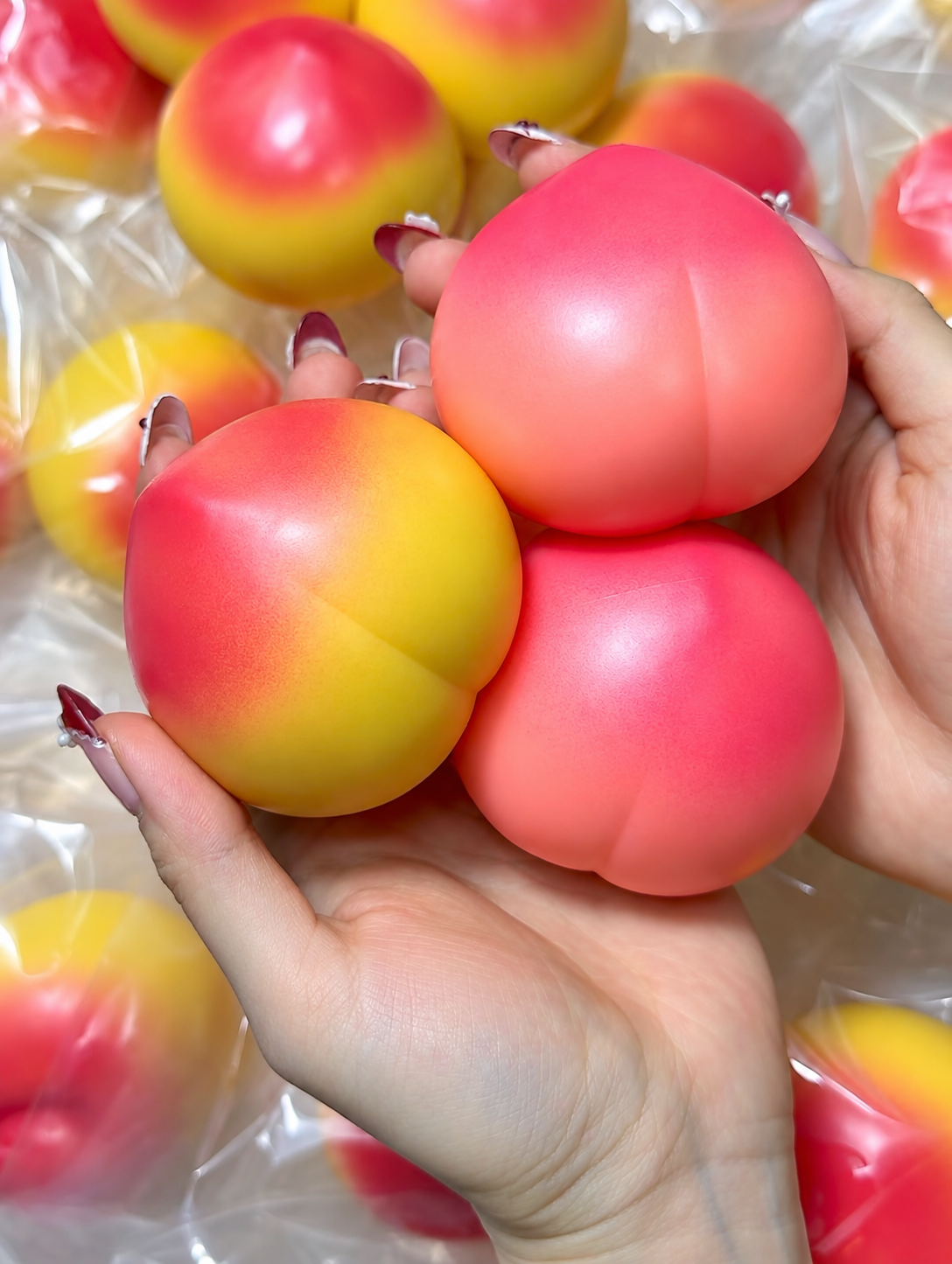 Crunchy Peach Stress Relief Ball Fruit Toy Soft Squeeze Fidget Toy