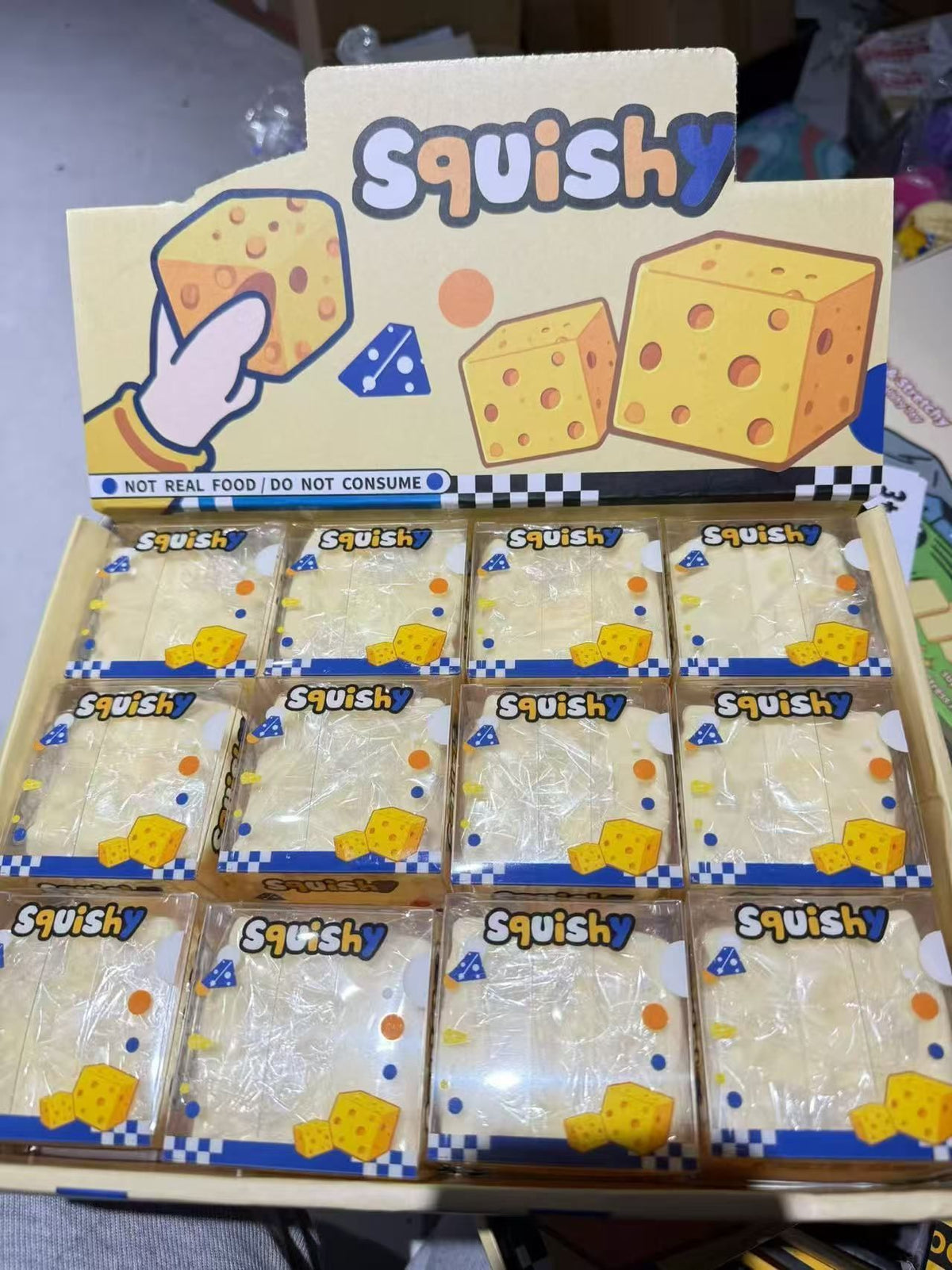 L423-Cheese Block Stress Relief Ball Soft Squeeze Toy Sensory Fidget Desk Toy