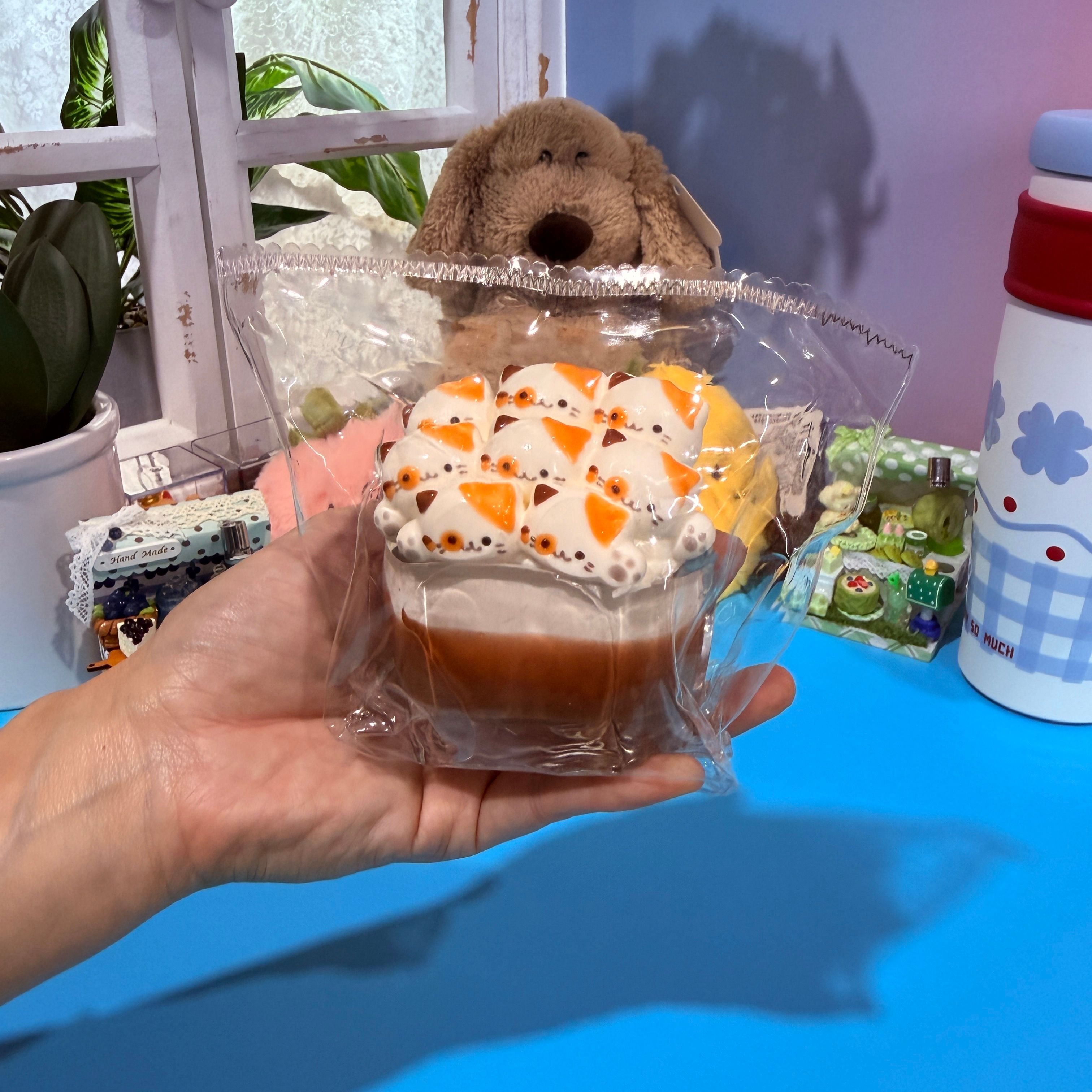 Calico Cat Cup Taba Squishy Toy Kawaii Cat Collectible