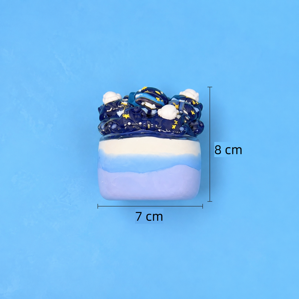 Blue Good Night Cat Cup Taba Squishy Toy Sleepy Kawaii Squishy