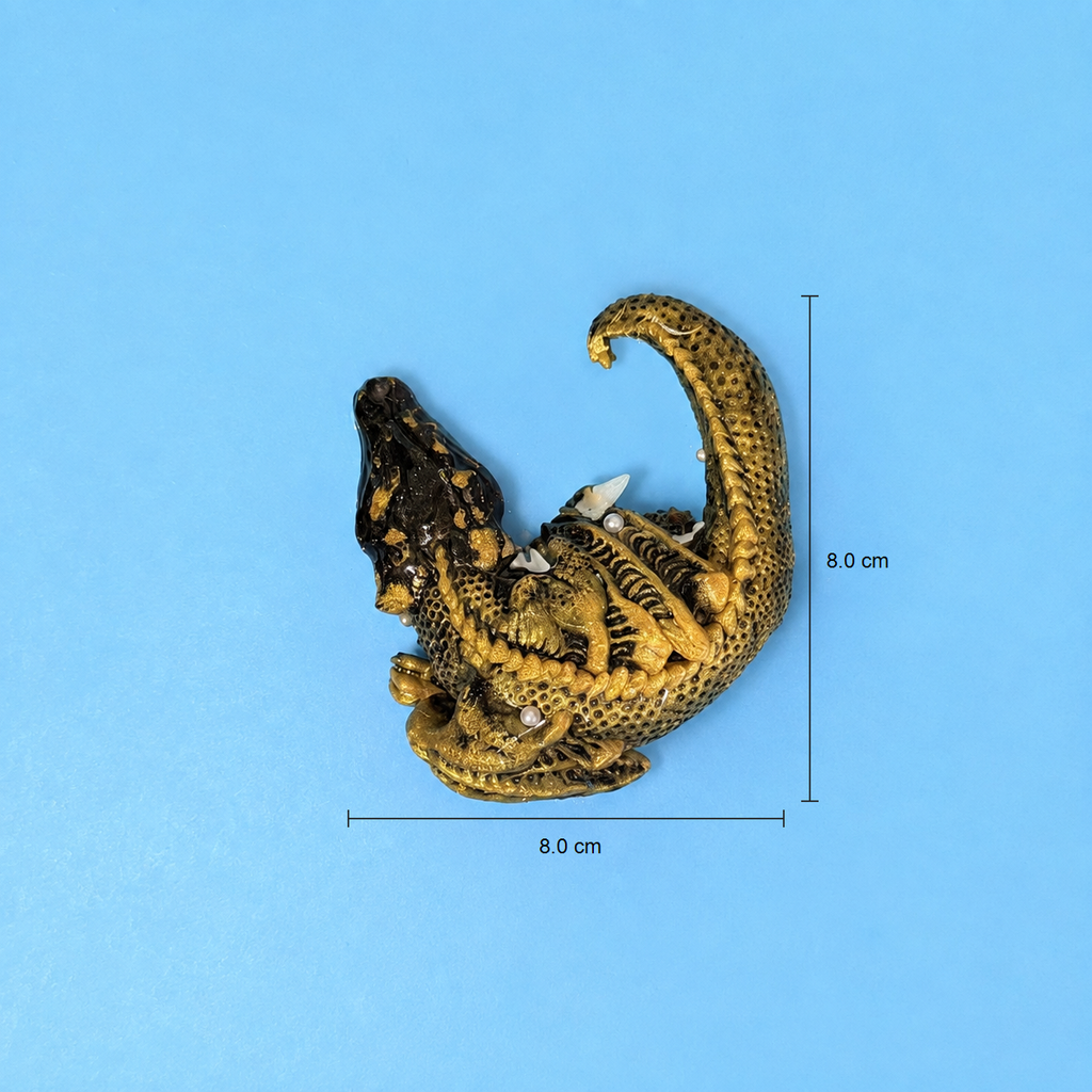 Dark Gold Wyvern Taba Squishy Toy Fantasy Dragon Collectible