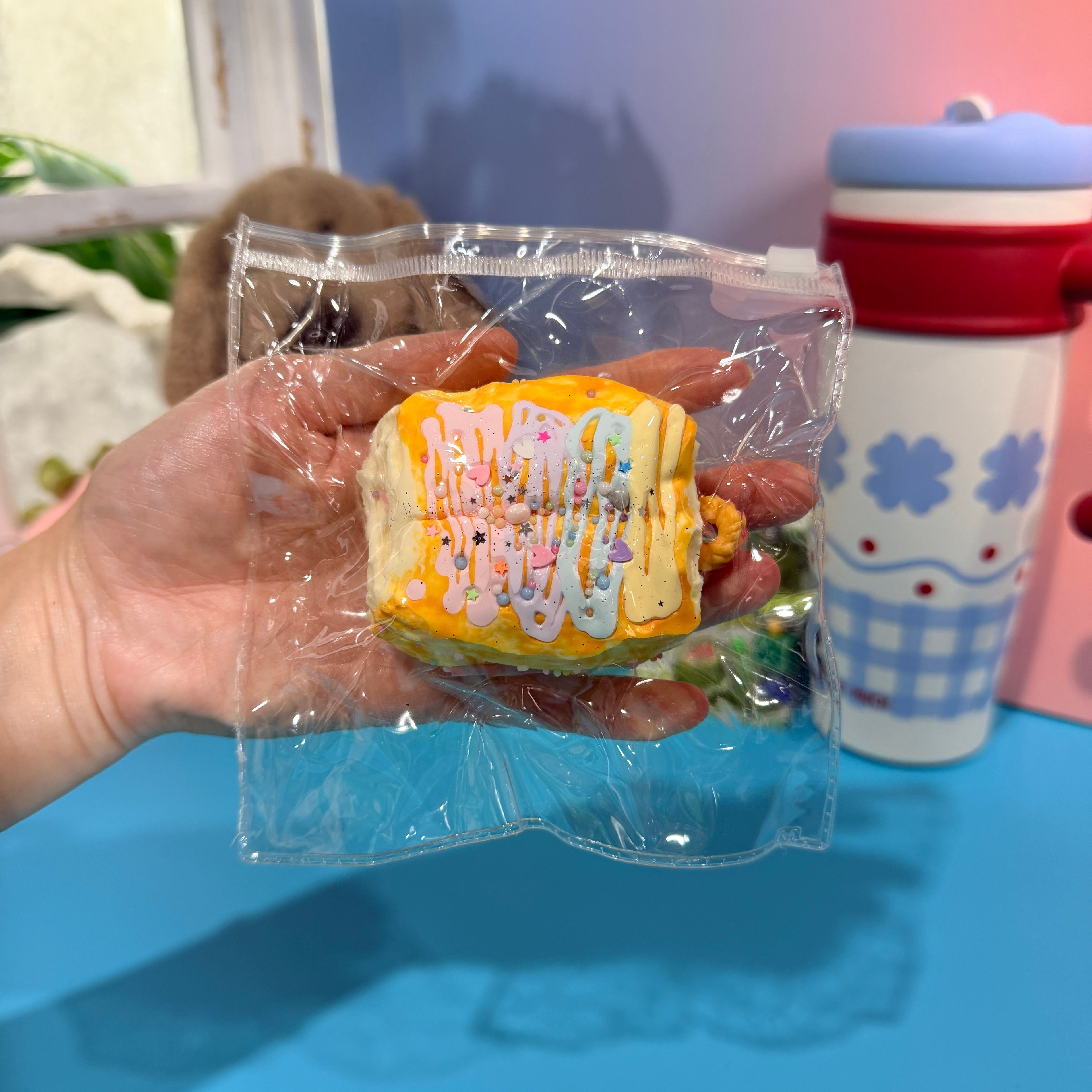 Colorful Glazed Mini Bread Taba Squishy Toy Rainbow Bakery Squishy