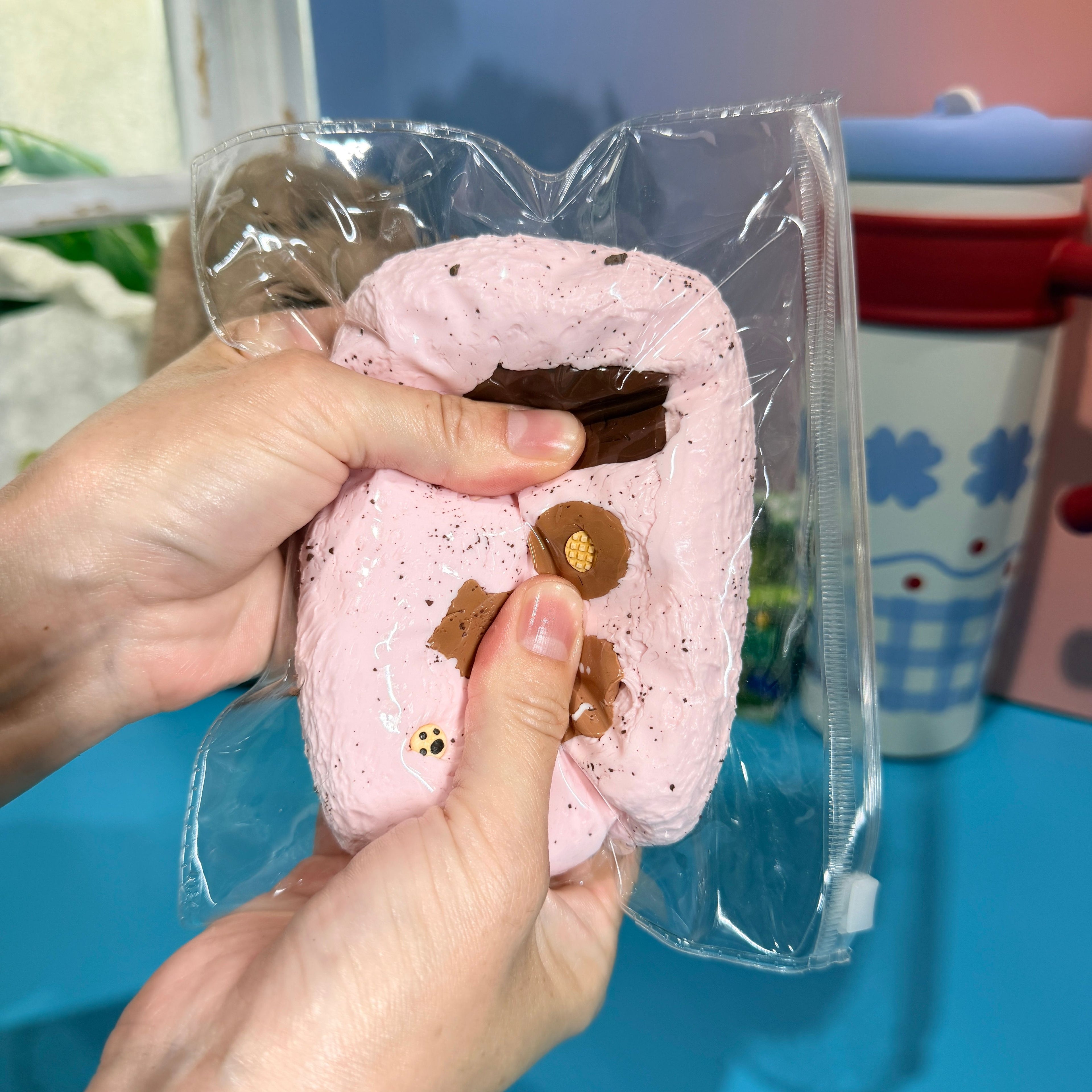 Strawberry Chocolate Milk Cake Taba Squishy Toy Sweet Dessert Squishy