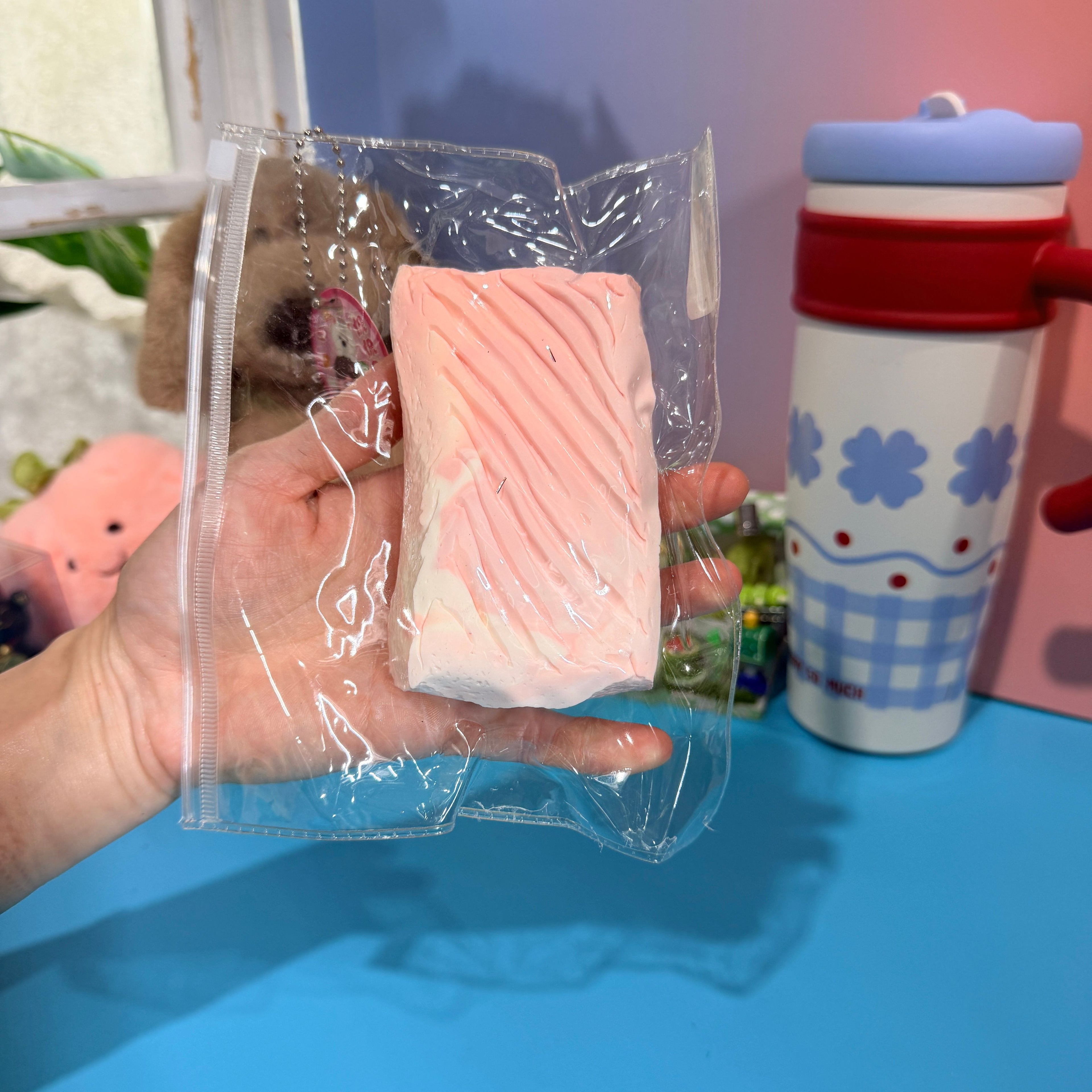 Pink Cube Taba Squishy Toy Pastel Kawaii Fidget Squishy