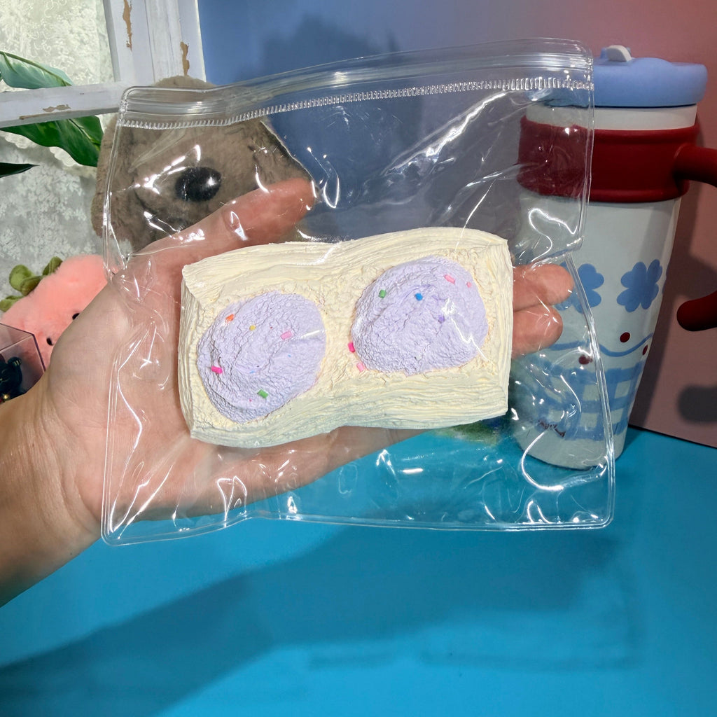 Double Taro Ice Cream Taba Squishy Toy Purple Dessert Squishy