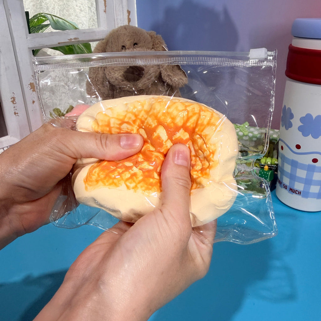 Charcoal Grilled Waffle Slice Taba Squishy Toy Crispy Bakery Squishy