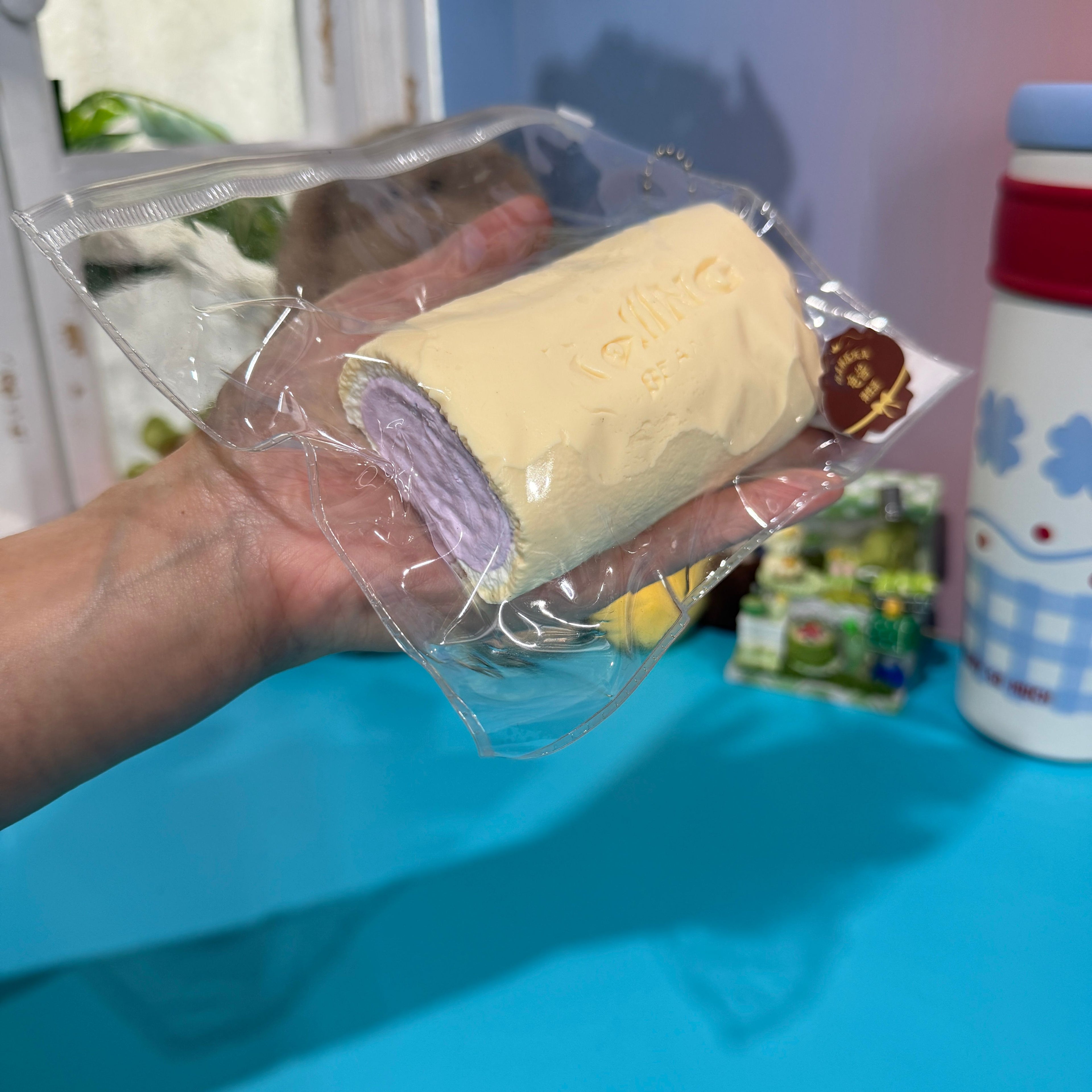 Vanilla Swiss Roll Taba Squishy Toy Soft Bakery Dessert Squishy