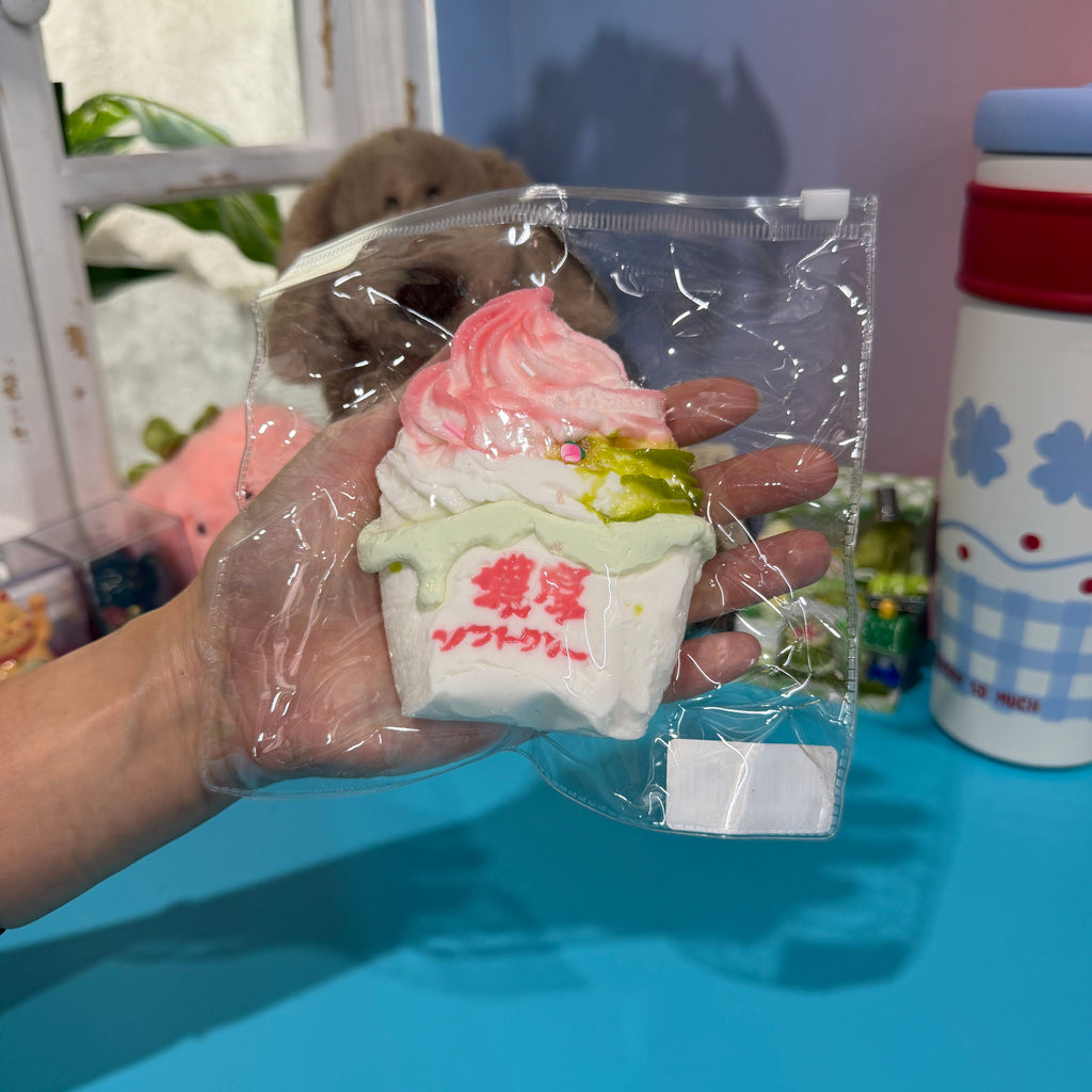 Strawberry Matcha Ice Cream Taba Squishy Toy Japanese Dessert Squishy