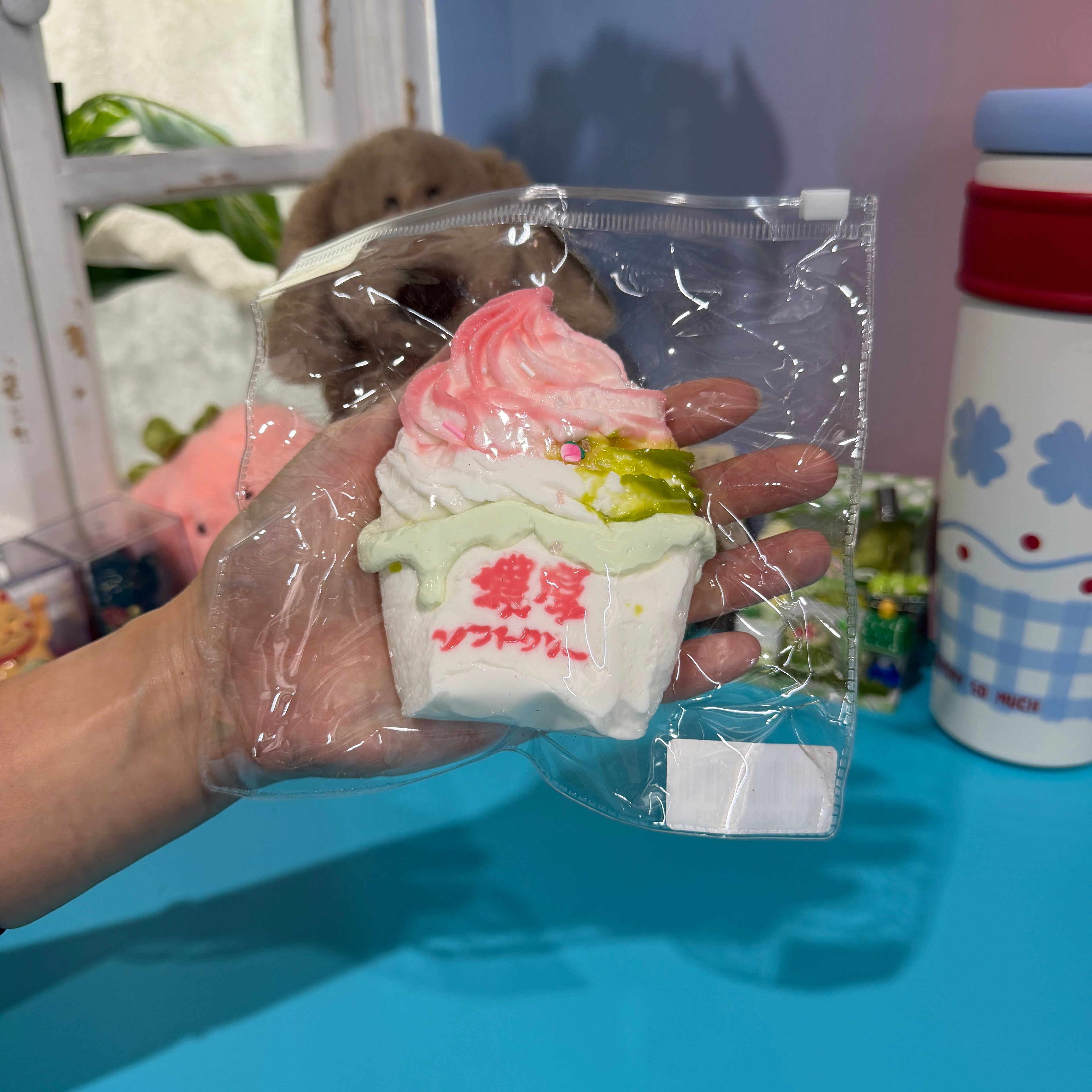 Strawberry Matcha Ice Cream Taba Squishy Toy Japanese Dessert Squishy