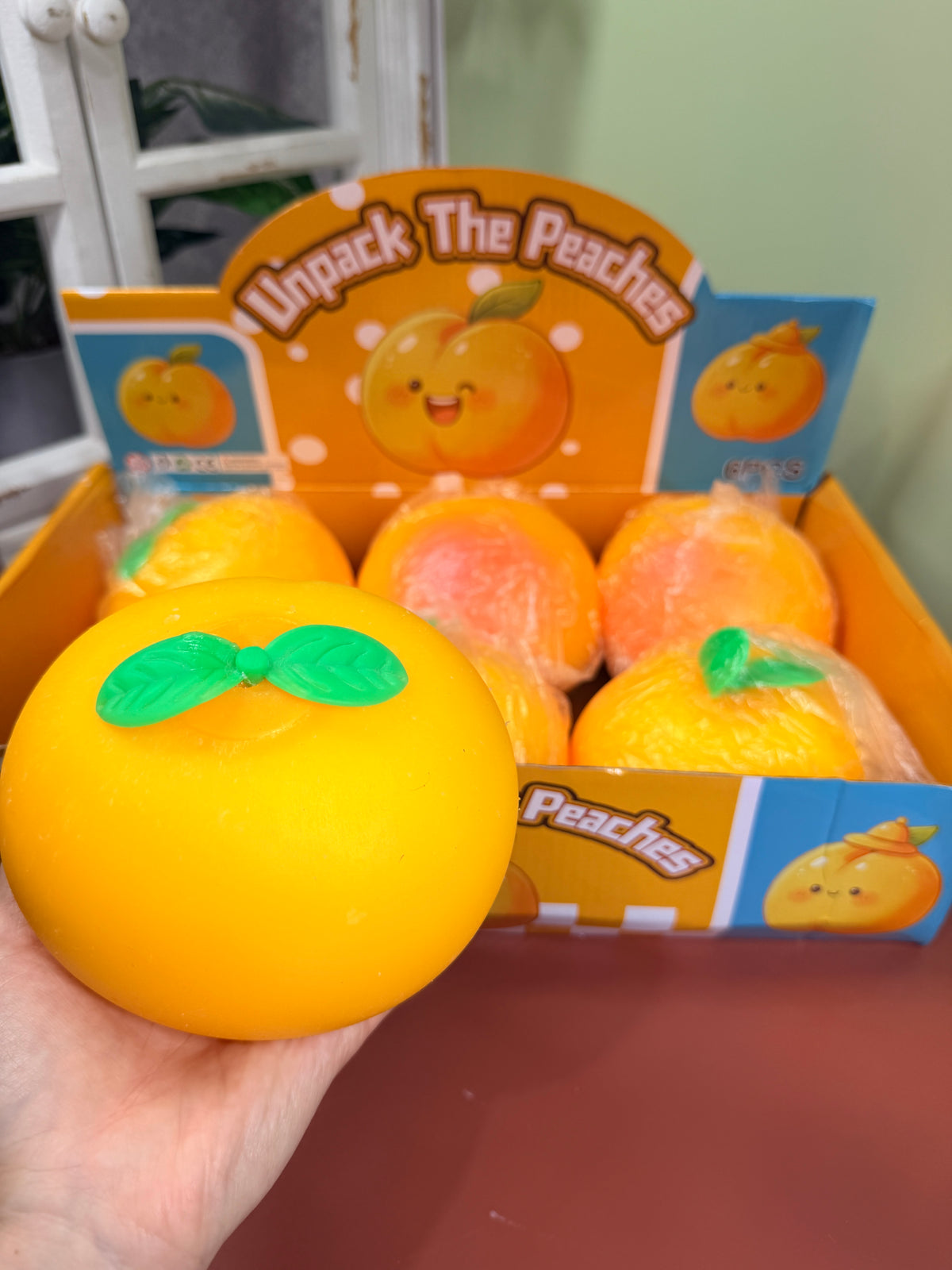 Peach Stress Relief Ball Cute Fruit Squishy Sensory Fidget Toy Flour Filled