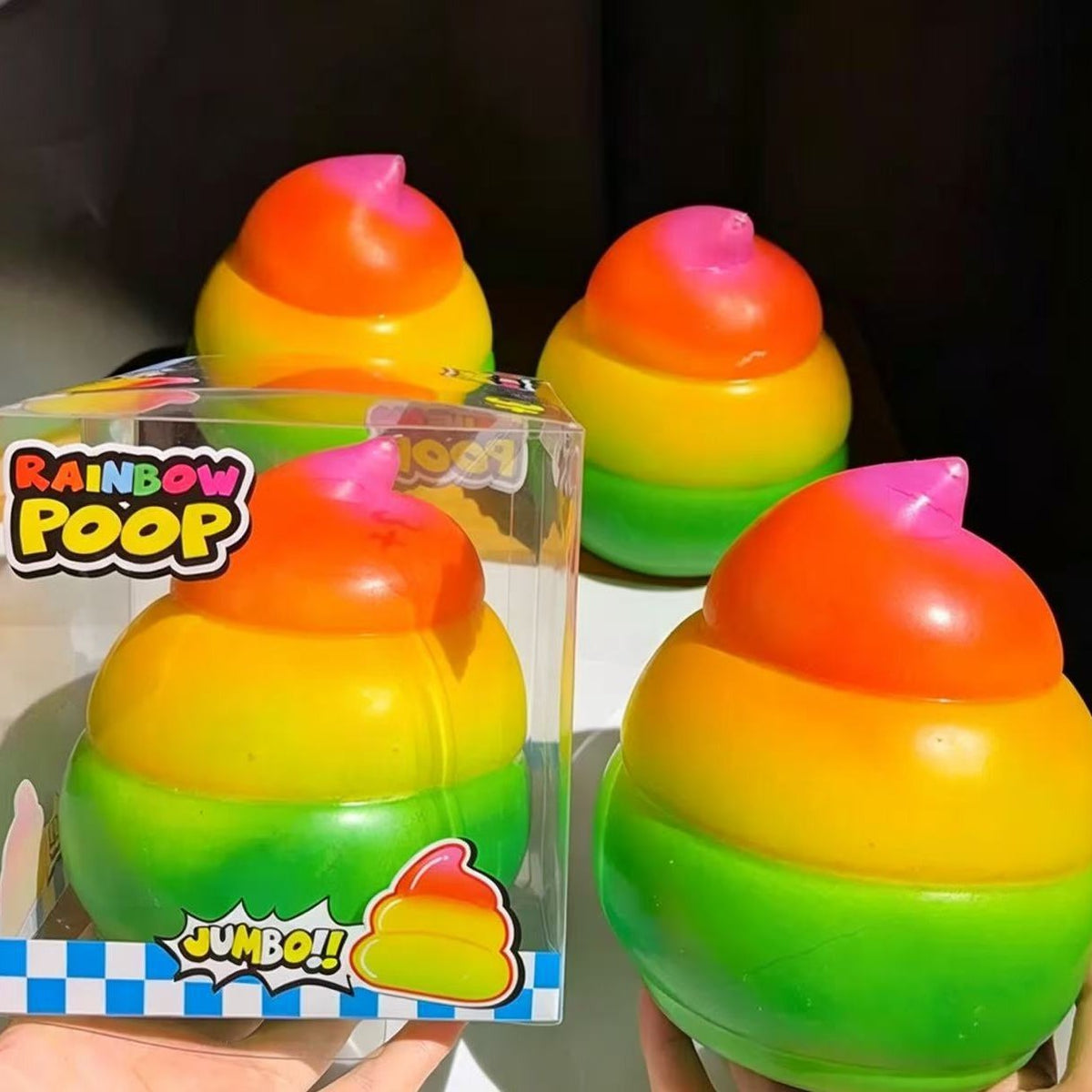 Jumbo Rainbow Poop Stress Ball Toy Funny Kawaii Fidget Squishy