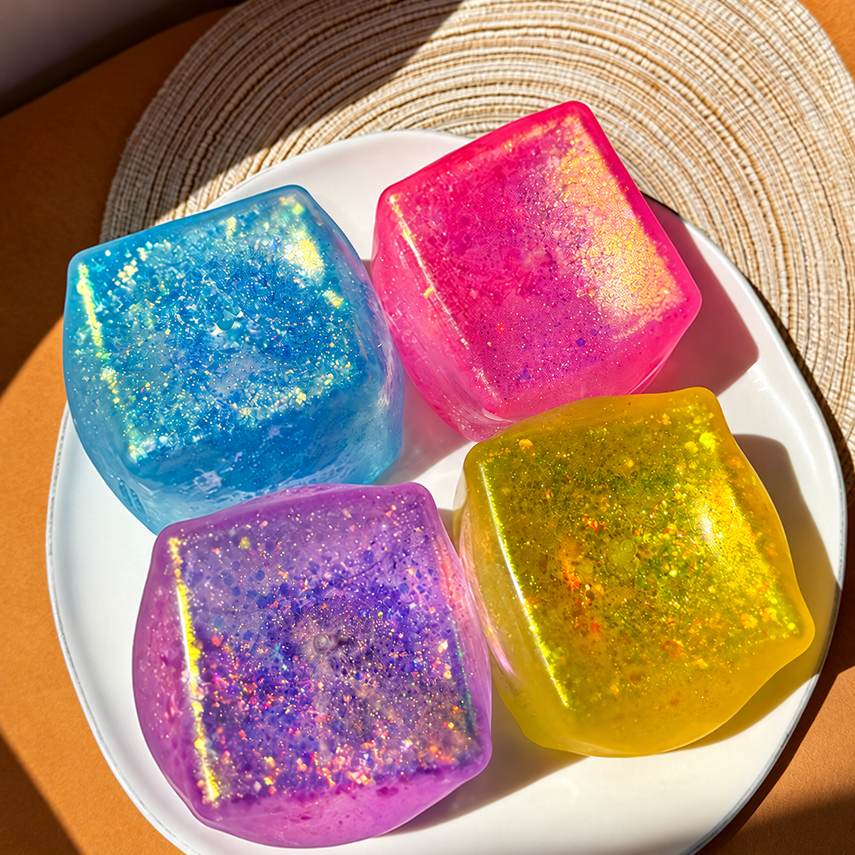 Gaint Cube Glitter Random Color Stress Relief Ball Soft Squishy Sensory Desk Toy