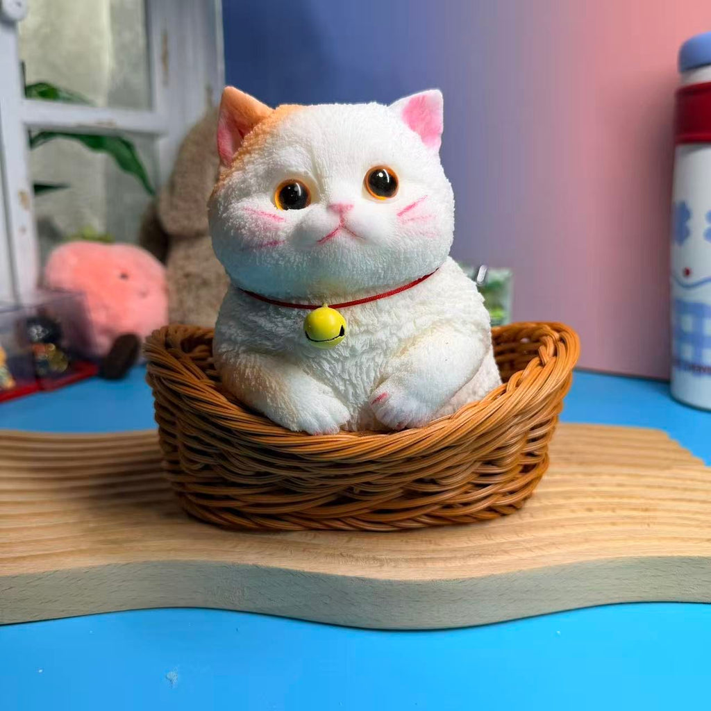 White Bell Cat Taba Squishy Toy Cute Kitty Collectible Squishy
