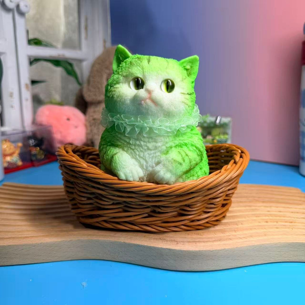 Green Sitting Cat Taba Squishy Toy Colorful Cat Squishy