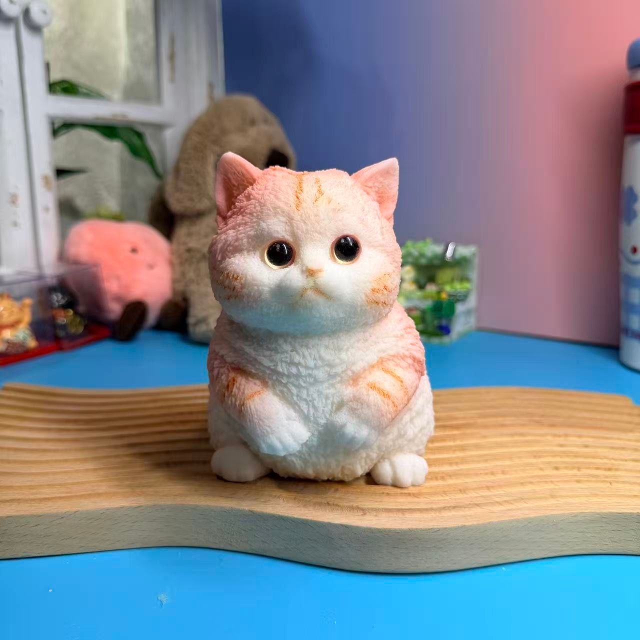 Pink Sitting Cat Taba Squishy Toy Kawaii Pink Cat Squishy