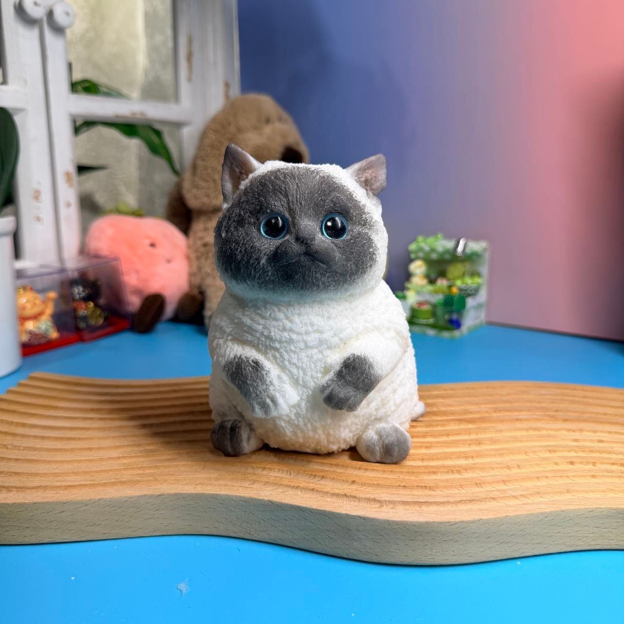 Siamese Sitting Cat Taba Squishy Toy Cute Cat Slow Rising Squishy
