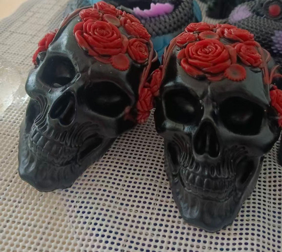 Red Flower Black Skull Taba Squishy Toy Dark Aesthetic Squishy