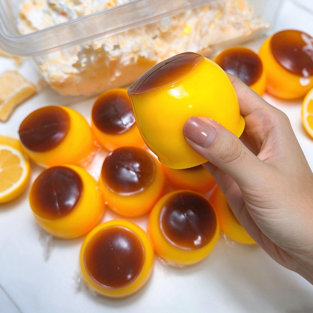 Caramel Pudding Crunchy Brick Filled Sensory Fidget Toy Stress Relief Ball Happy Fun Park