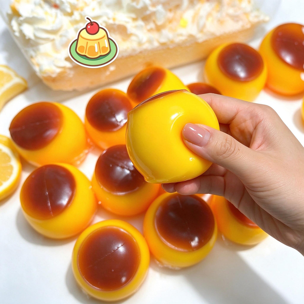 Caramel Pudding Crunchy Brick Filled Sensory Fidget Toy Stress Relief Ball Happy Fun Park