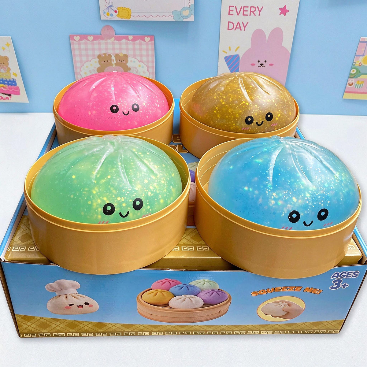 Random Color Dumplings Boba Pearl Bun Stress Ball Toy Cute Food Squishy