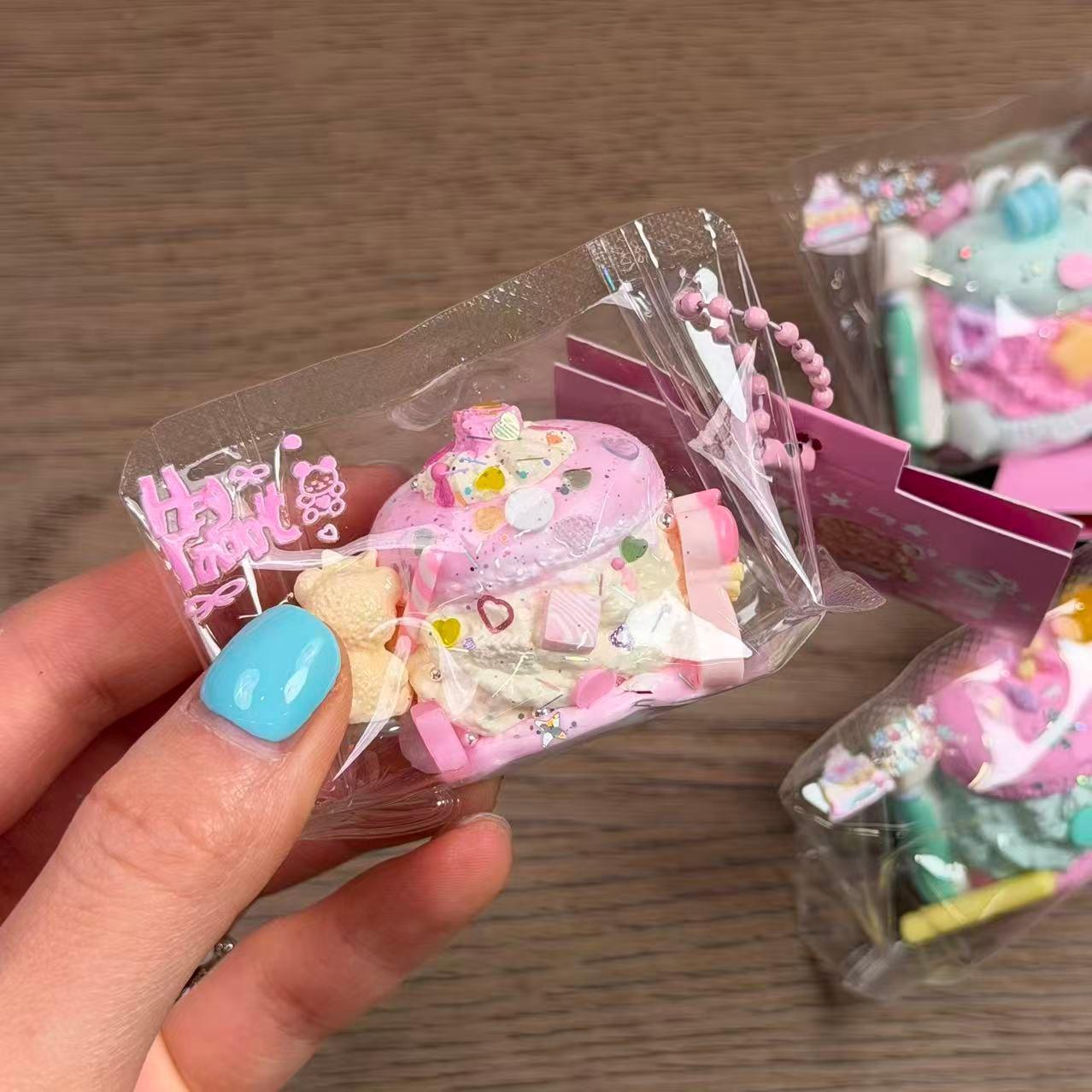 Strawberry Milk Macaron Taba Squishy Toy Kawaii Dessert Squishy