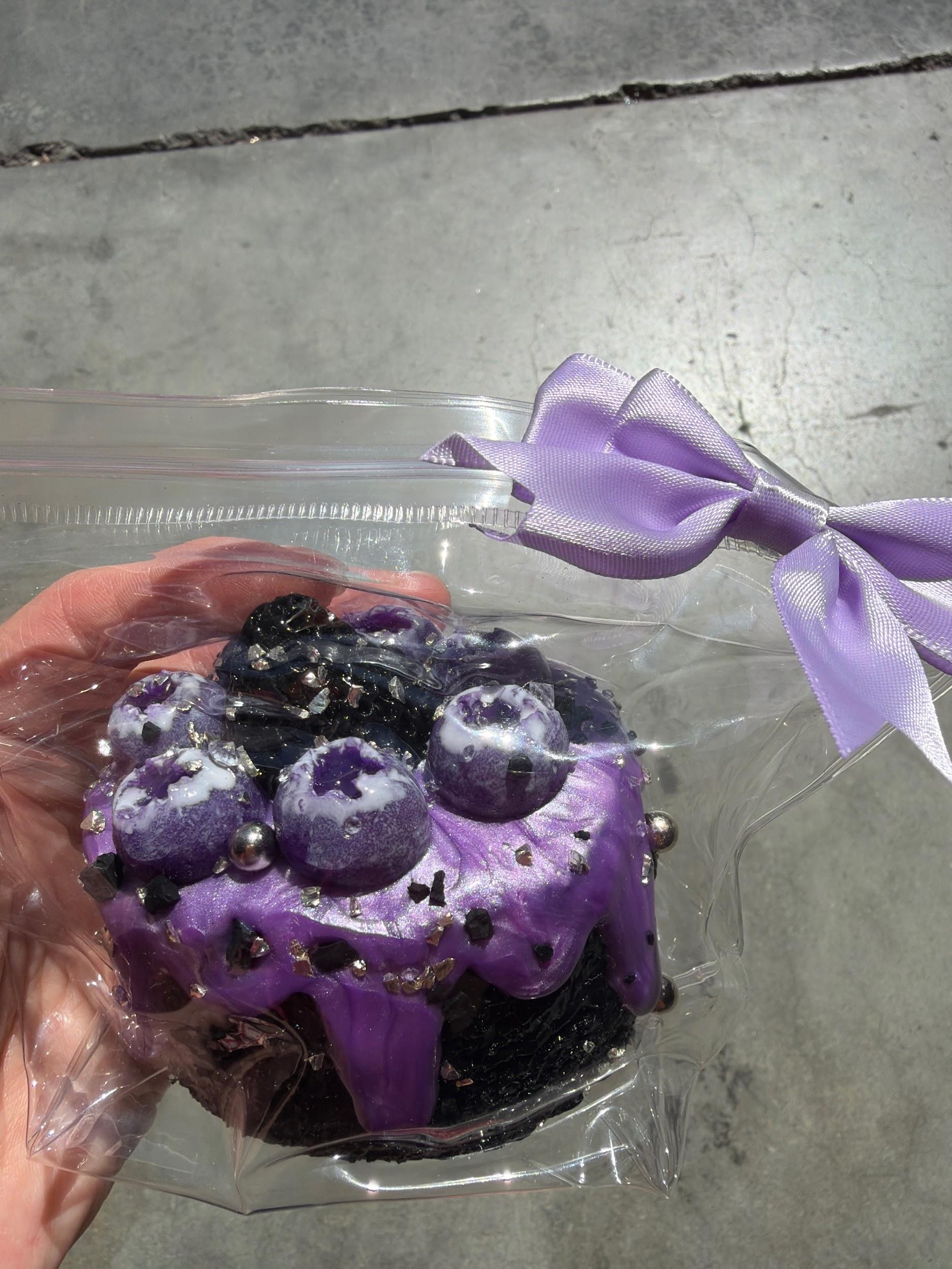 Purple Blueberry Cake Taba Squishy Toy Pastel Dessert Squishy