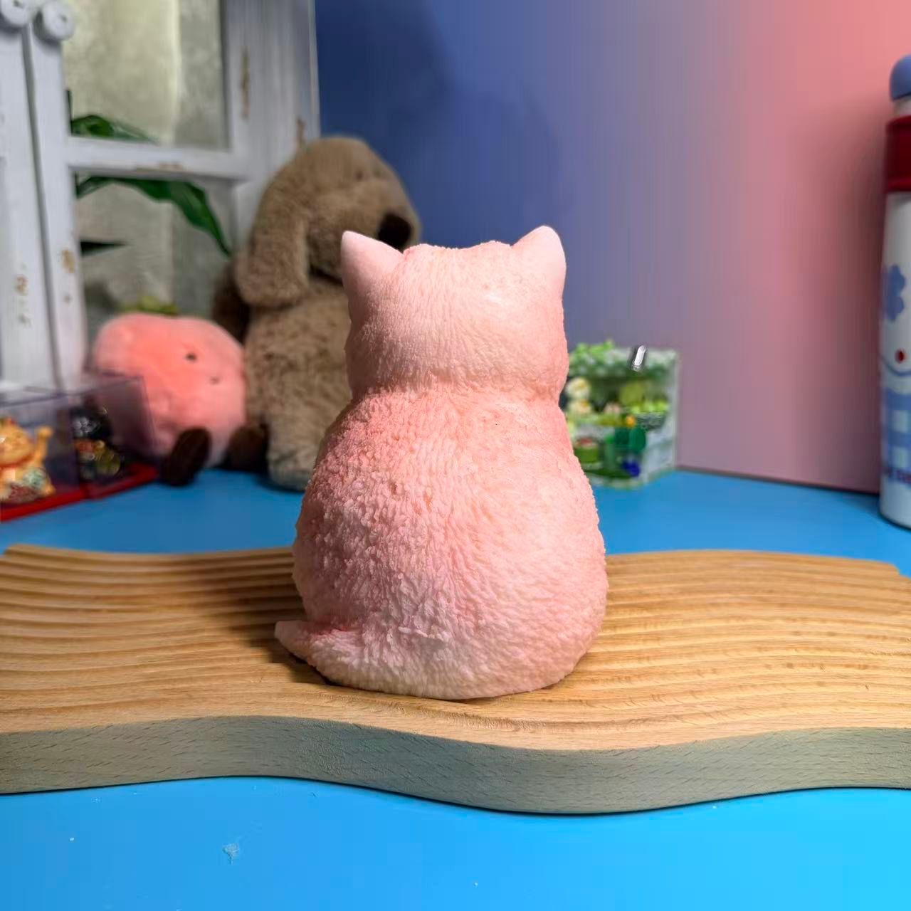 Pink Sitting Cat Taba Squishy Toy Kawaii Pink Cat Squishy