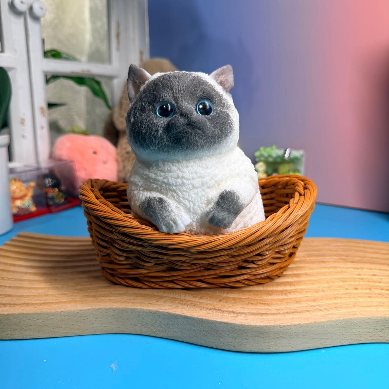 Siamese Sitting Cat Taba Squishy Toy Cute Cat Slow Rising Squishy