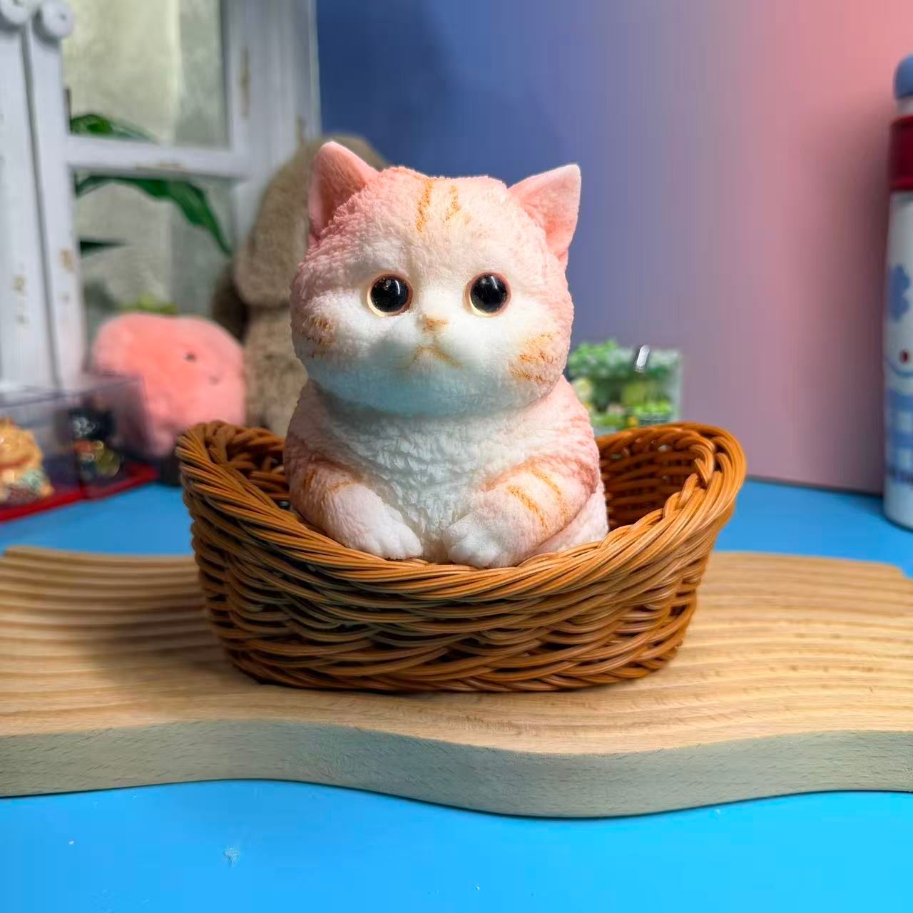 Pink Sitting Cat Taba Squishy Toy Kawaii Pink Cat Squishy