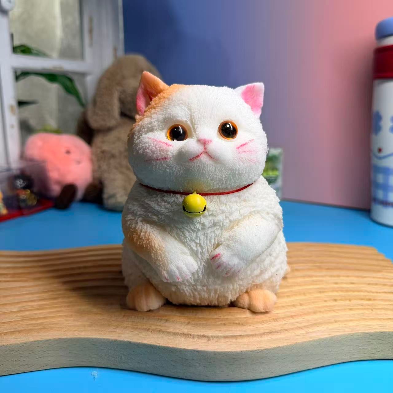 White Bell Cat Taba Squishy Toy Cute Kitty Collectible Squishy