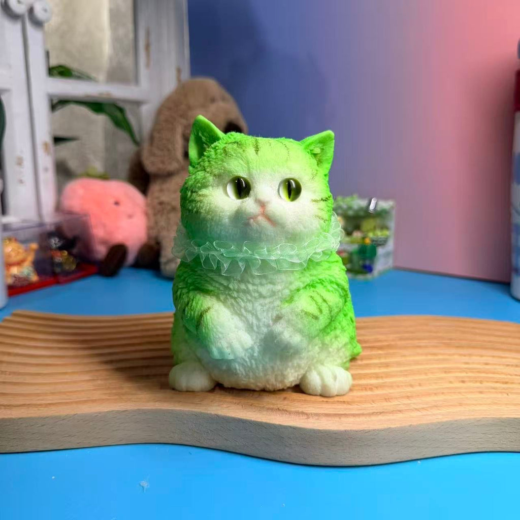 Green Sitting Cat Taba Squishy Toy Colorful Cat Squishy